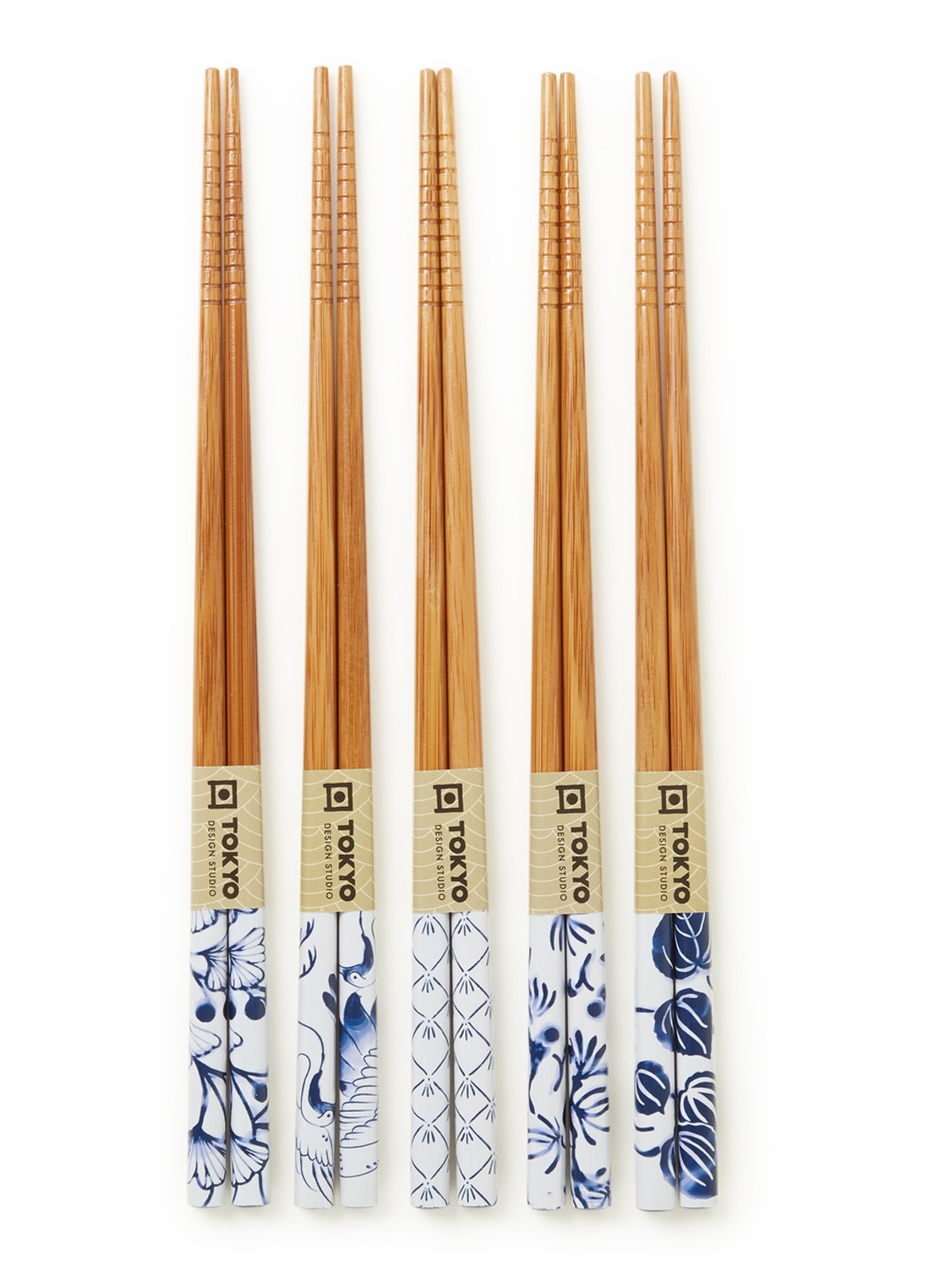 Tokyo Design Studio Chopsticks eetstokjes set van 5  - voorkant blauw