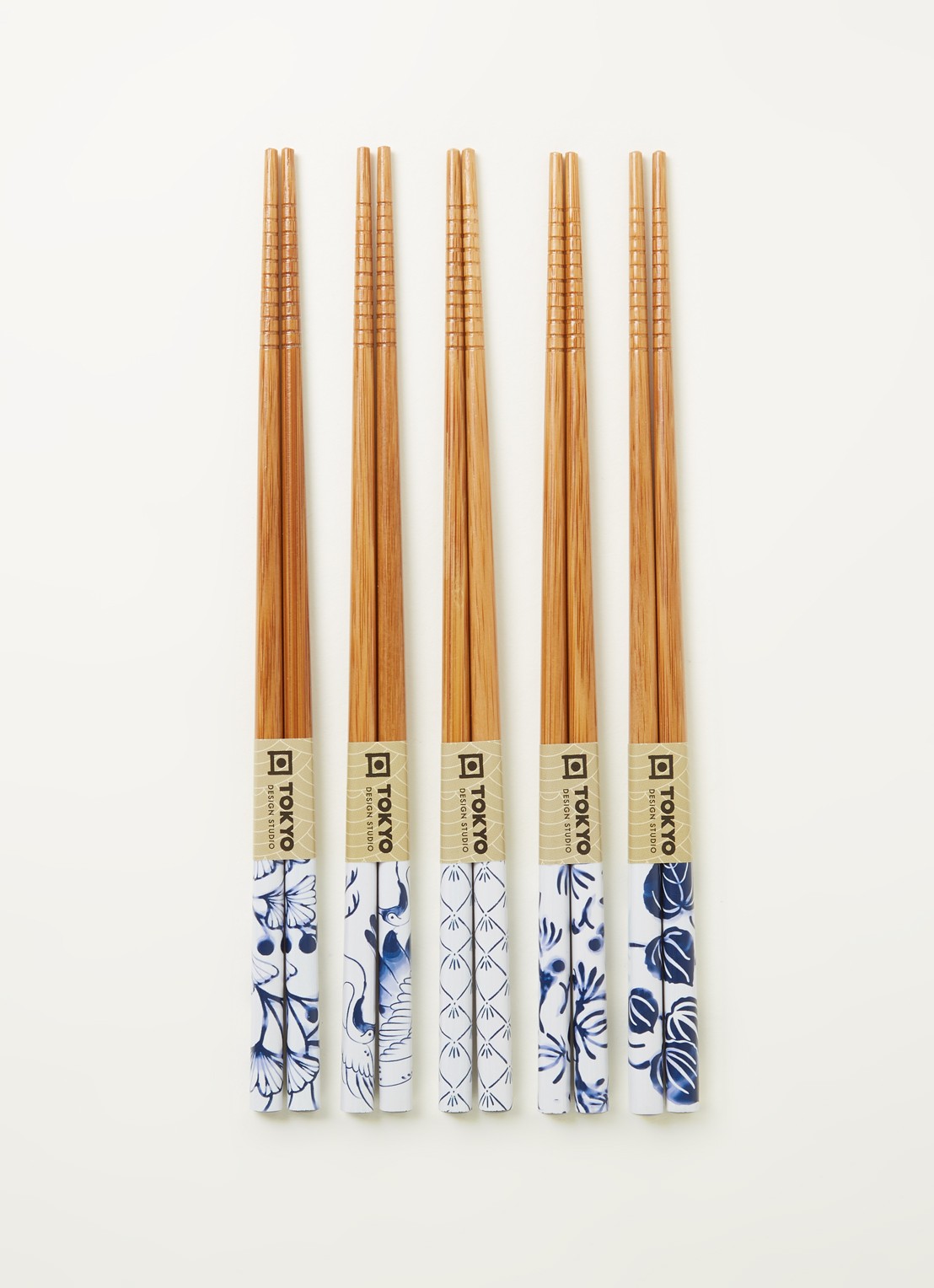 Tokyo Design Studio Chopsticks eetstokjes set van 5  - voorkant 2 blauw