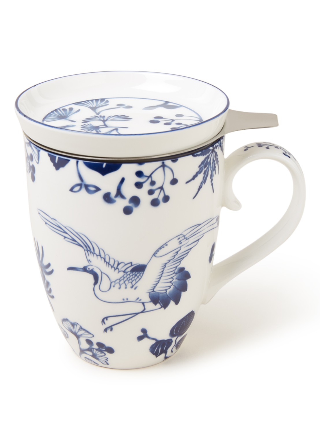 Tokyo Design Studio Flora Japonica Crane mok met theezeef 3-delig - voorkant wit