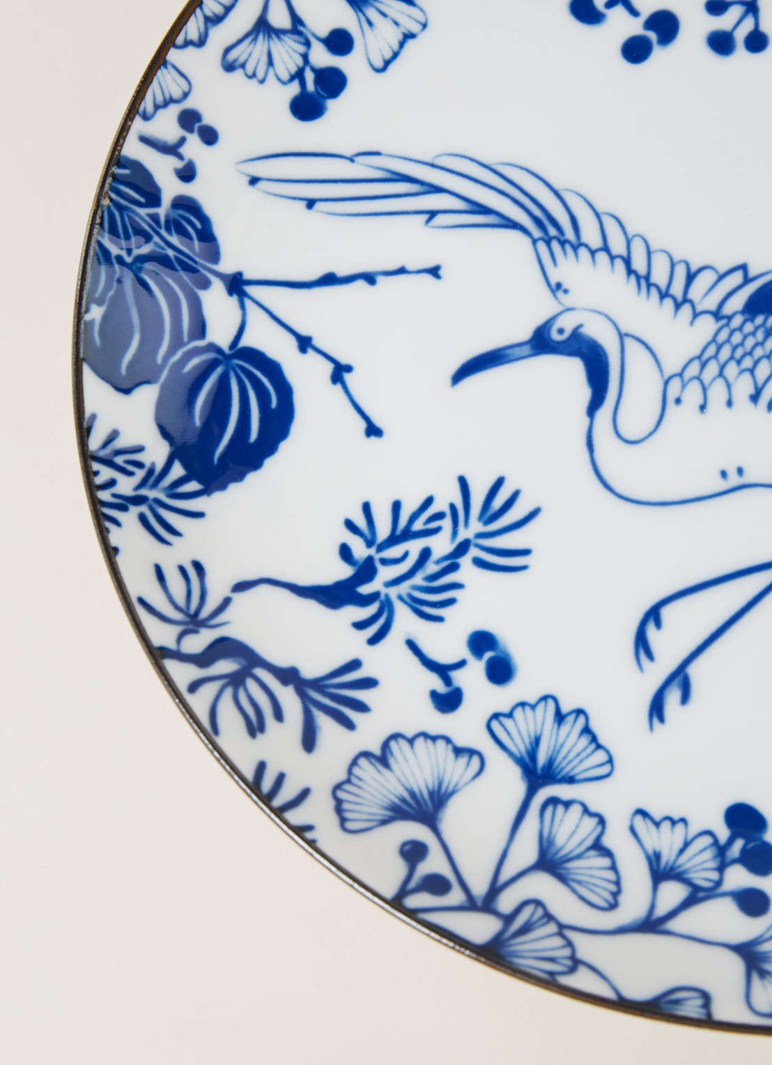 Tokyo Design Studio Flora Japonica Crane ontbijtbord 20,5 cm - detail wit