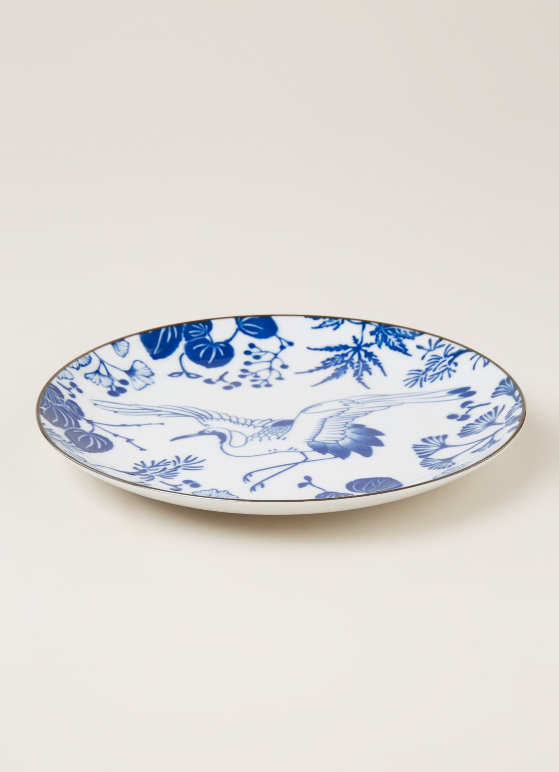 Tokyo Design Studio Flora Japonica Crane ontbijtbord 20,5 cm - voorkant 3 wit