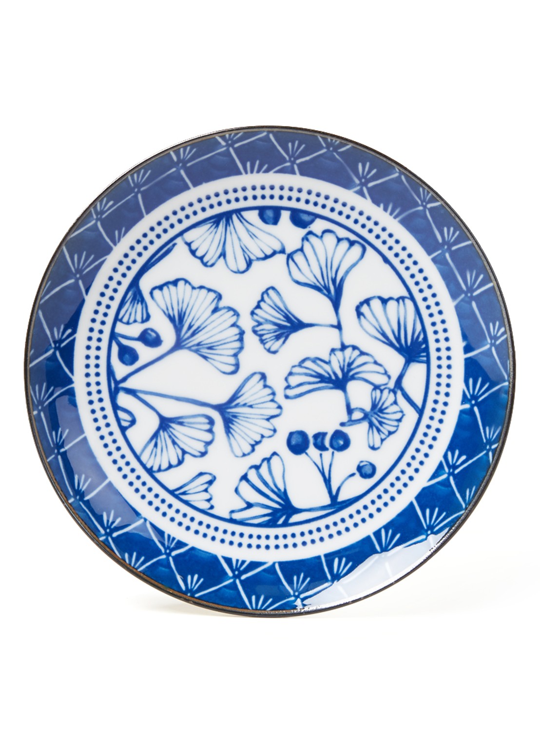 Tokyo Design Studio Flora Japonica Ginkgo gebaksbordje 16 cm - voorkant donkerblauw