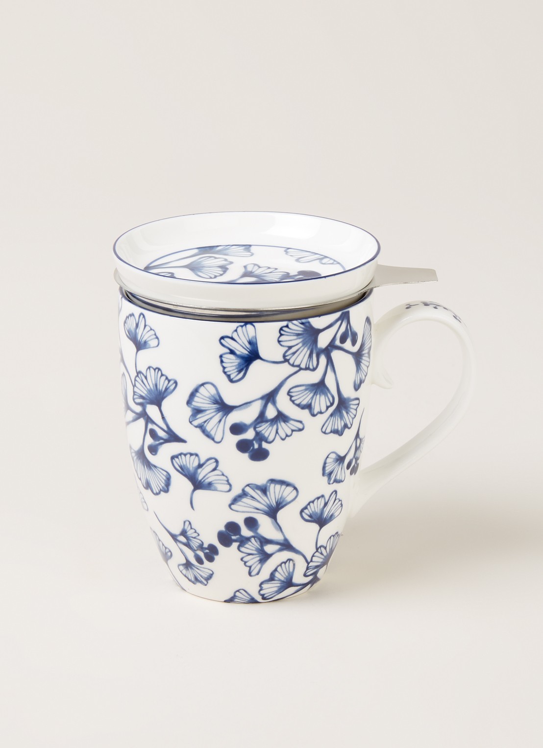 Tokyo Design Studio Flora Japonica Ginkgo mok met theezeef 3-delig - voorkant 2 wit