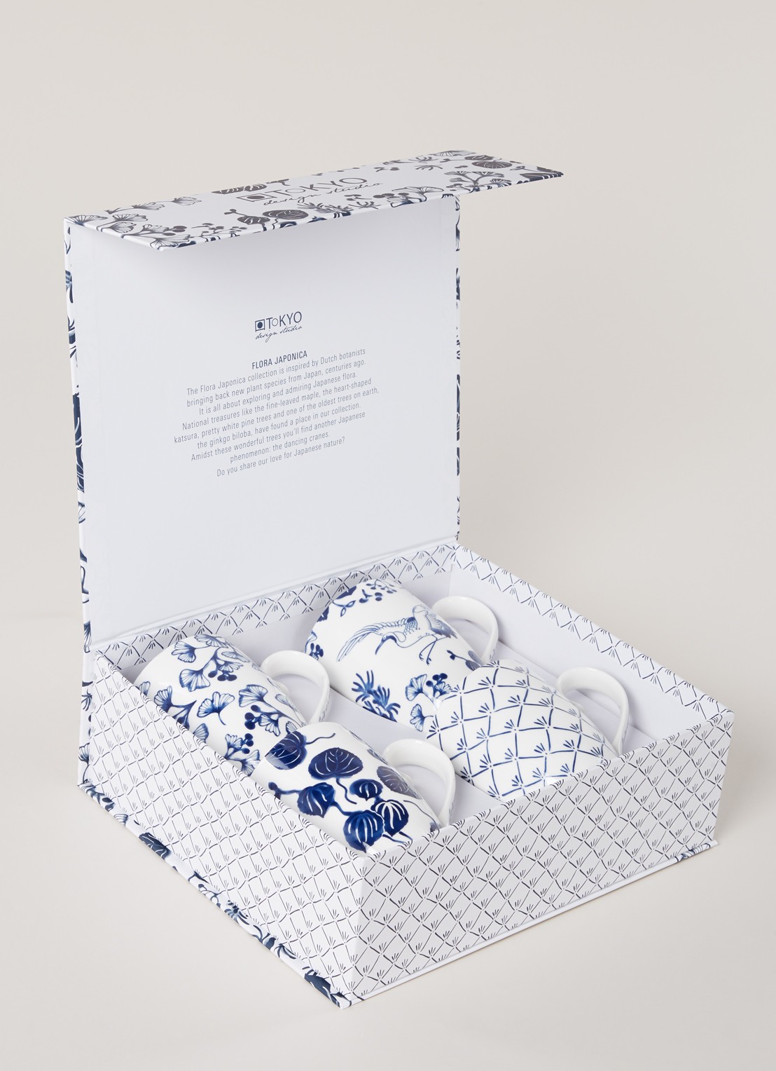 Tokyo Design Studio Flora Japonica mok 38 cl set van 4 - detail wit