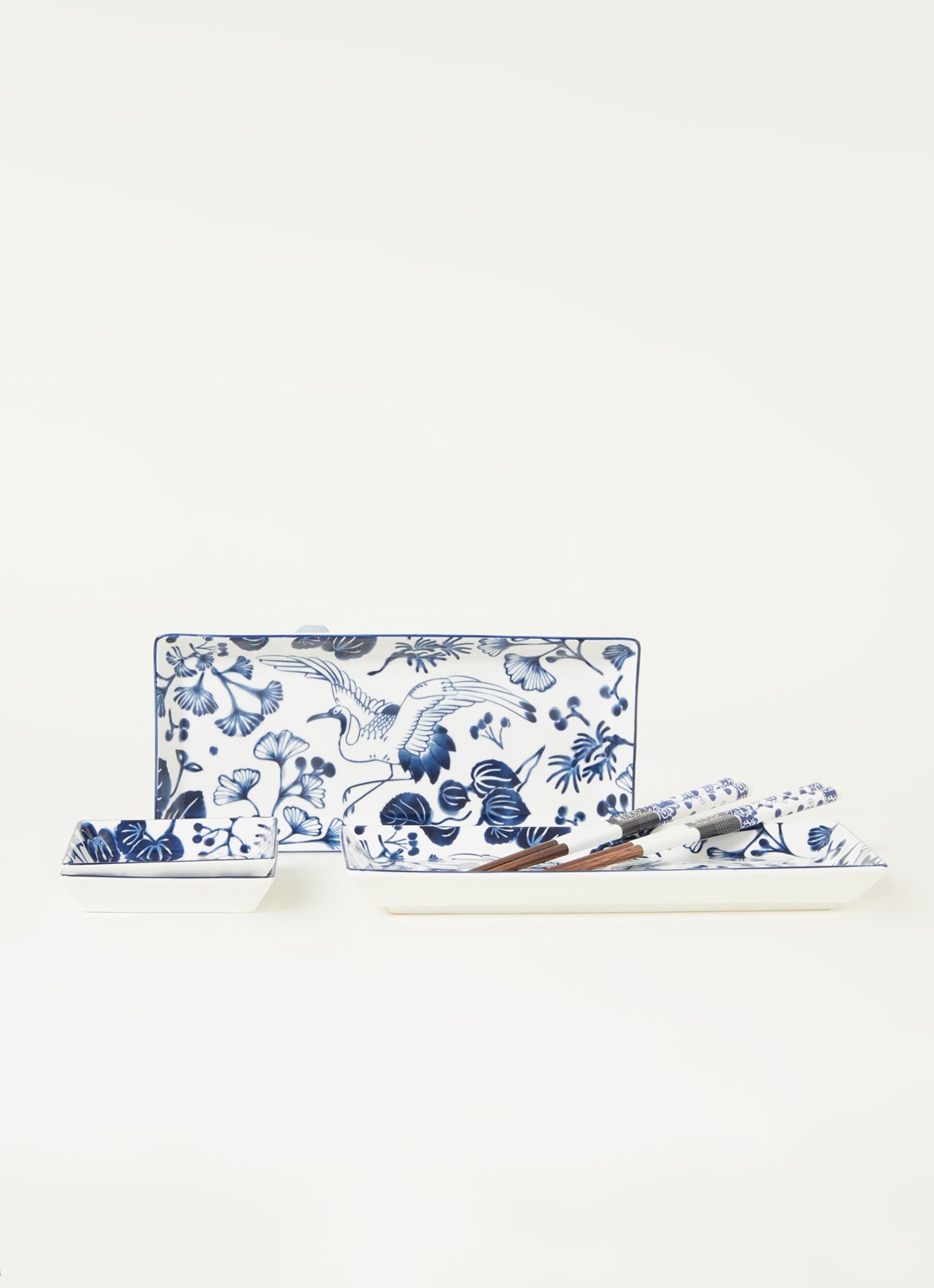 Tokyo Design Studio Flora Japonica sushi serviesset 6-delig - voorkant 3 donkerblauw