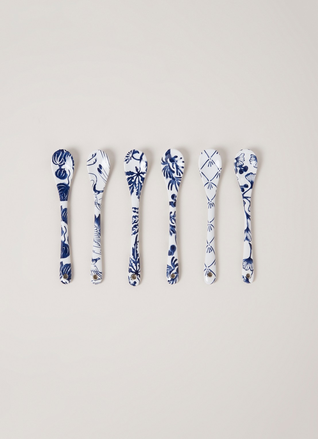 Tokyo Design Studio Flora Japonica theelepel set van 6 - voorkant 4 wit