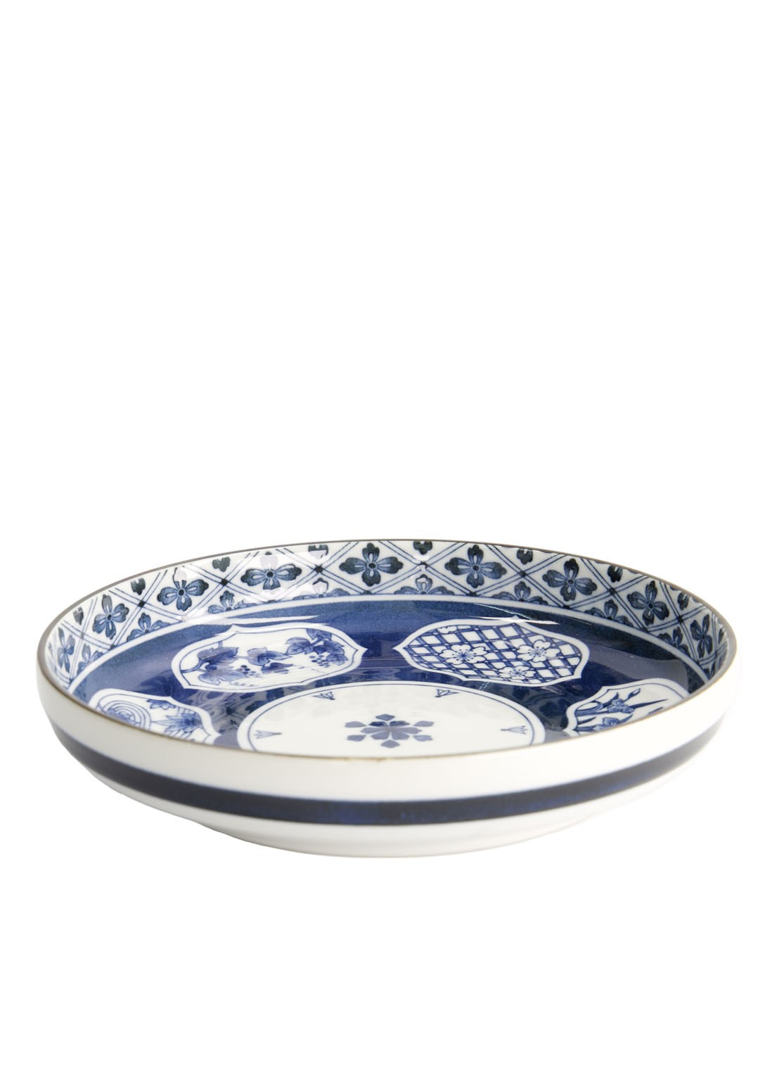 Tokyo Design Studio Matori Hishimon diep bord 20 cm - voorkant blauw