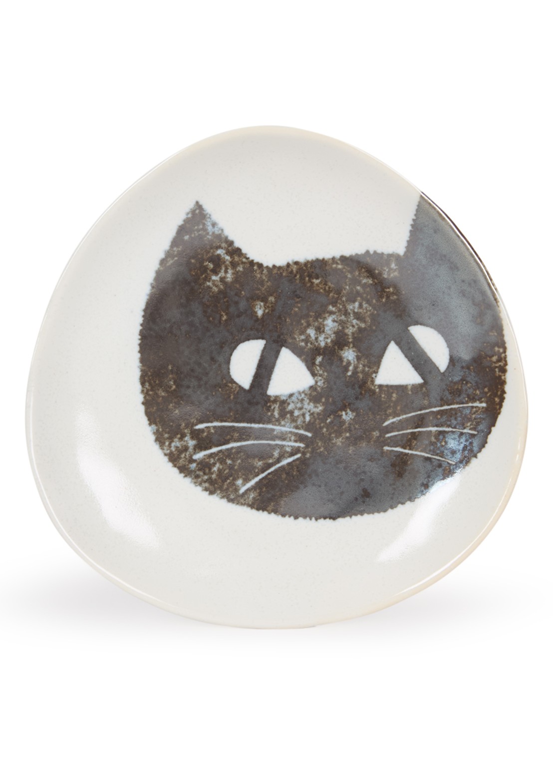 Tokyo Design Studio Neko Maruke Cat gebaksbordje 14 cm - voorkant 3 lichtgrijs