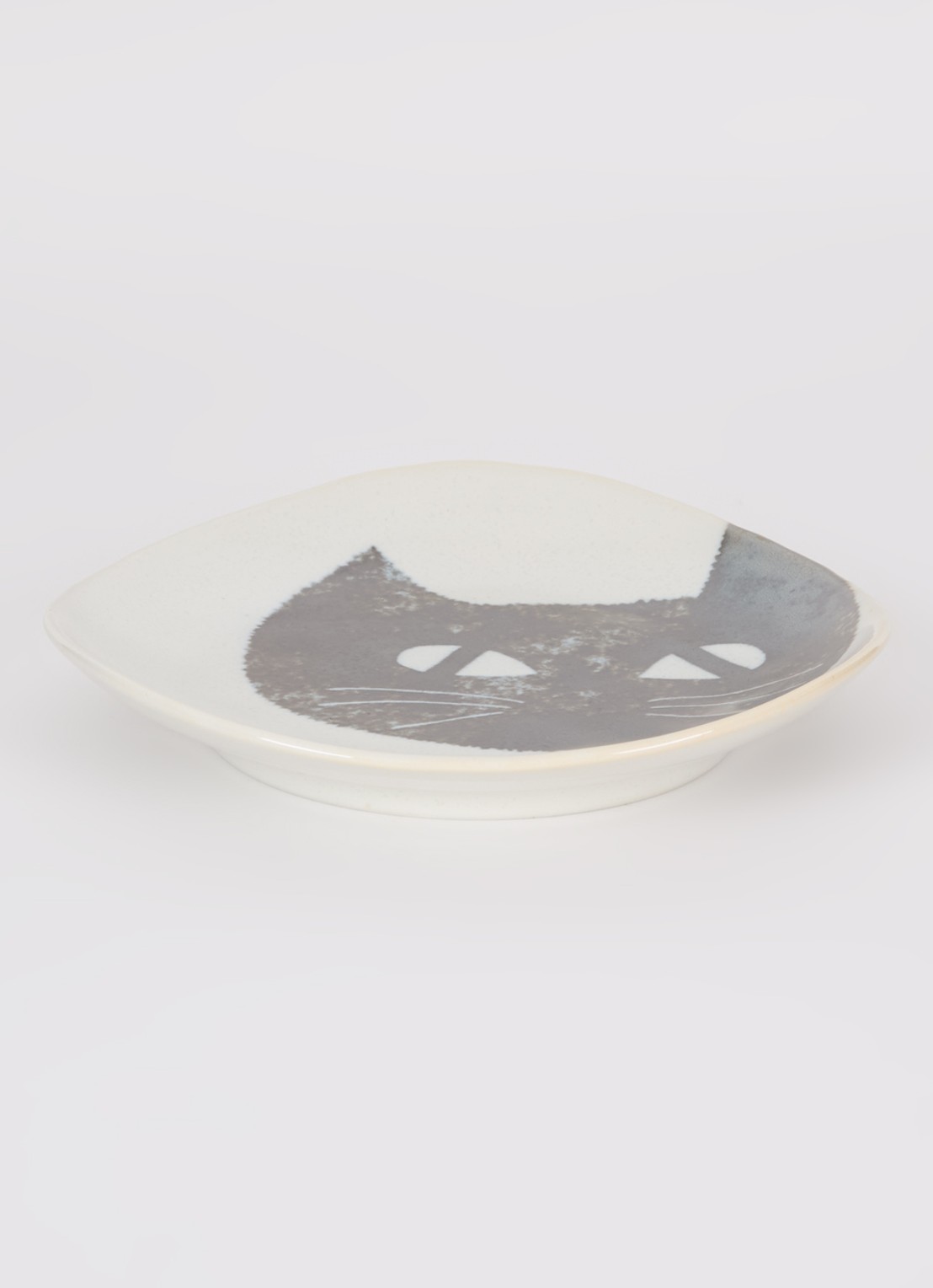 Tokyo Design Studio Neko Maruke Cat gebaksbordje 14 cm - voorkant 4 lichtgrijs