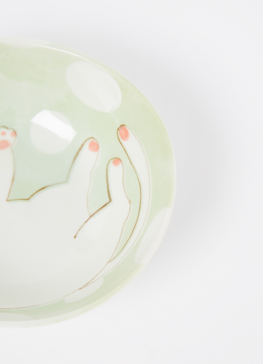 Tokyo Design Studio Neko Maruke kom 14 cm - detail lichtgroen