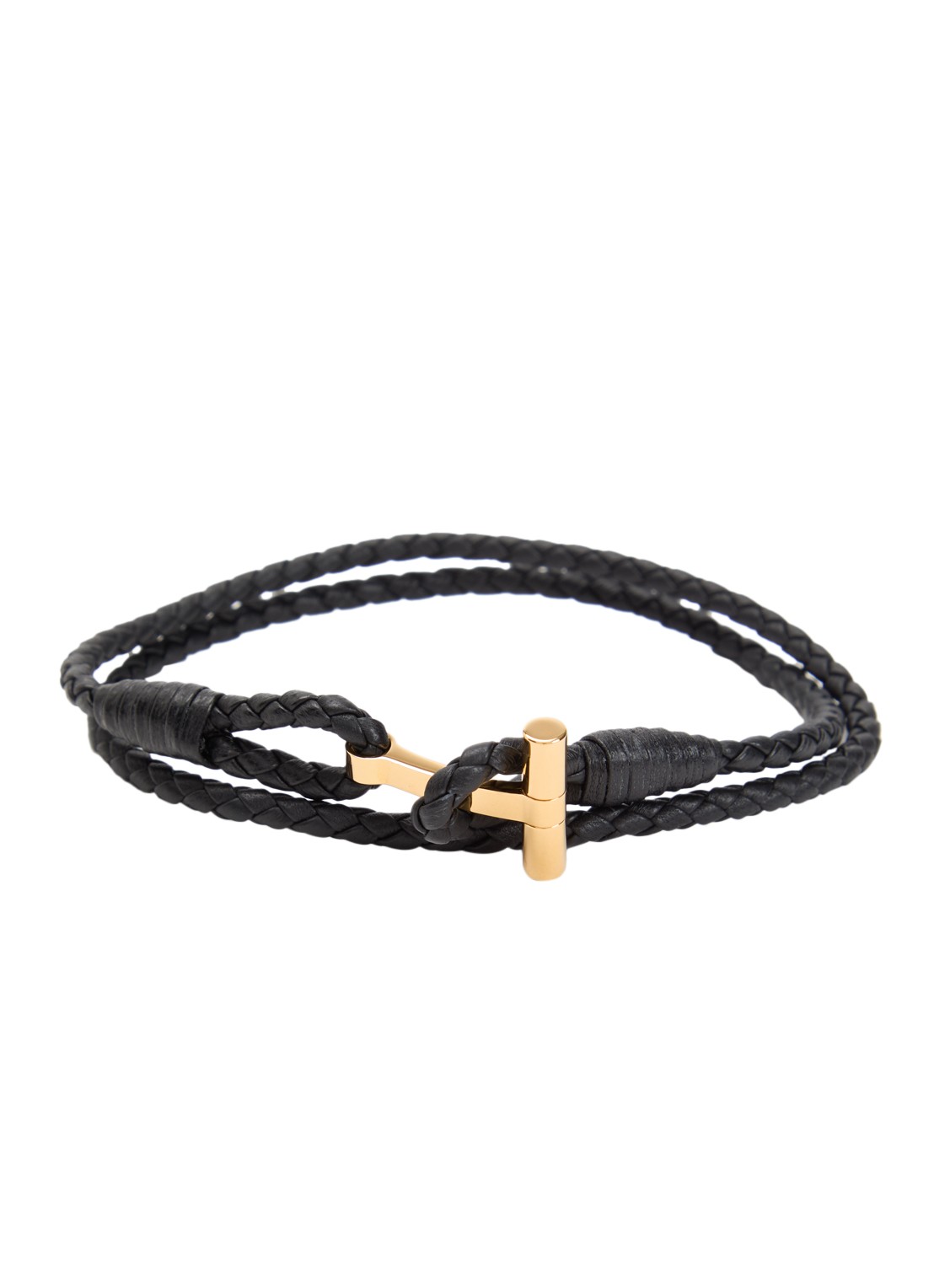 Tom Ford Armband van gevlochten leer - voorkant zwart