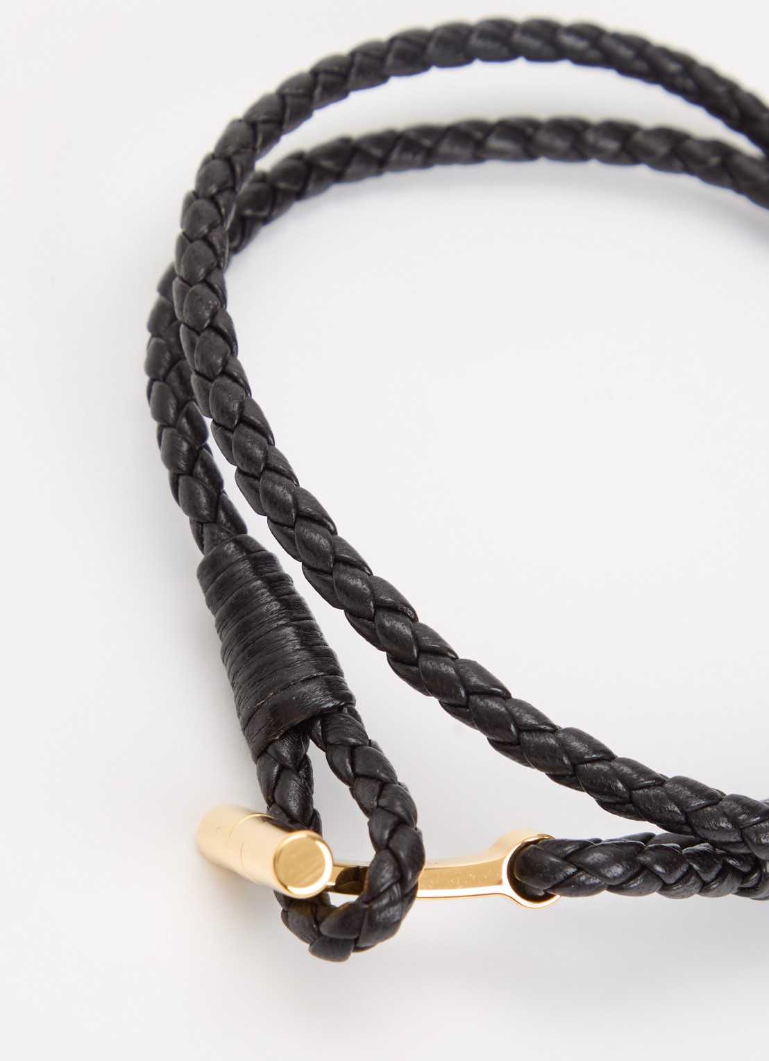 Tom Ford Armband van gevlochten leer - detail 2 donkerbruin
