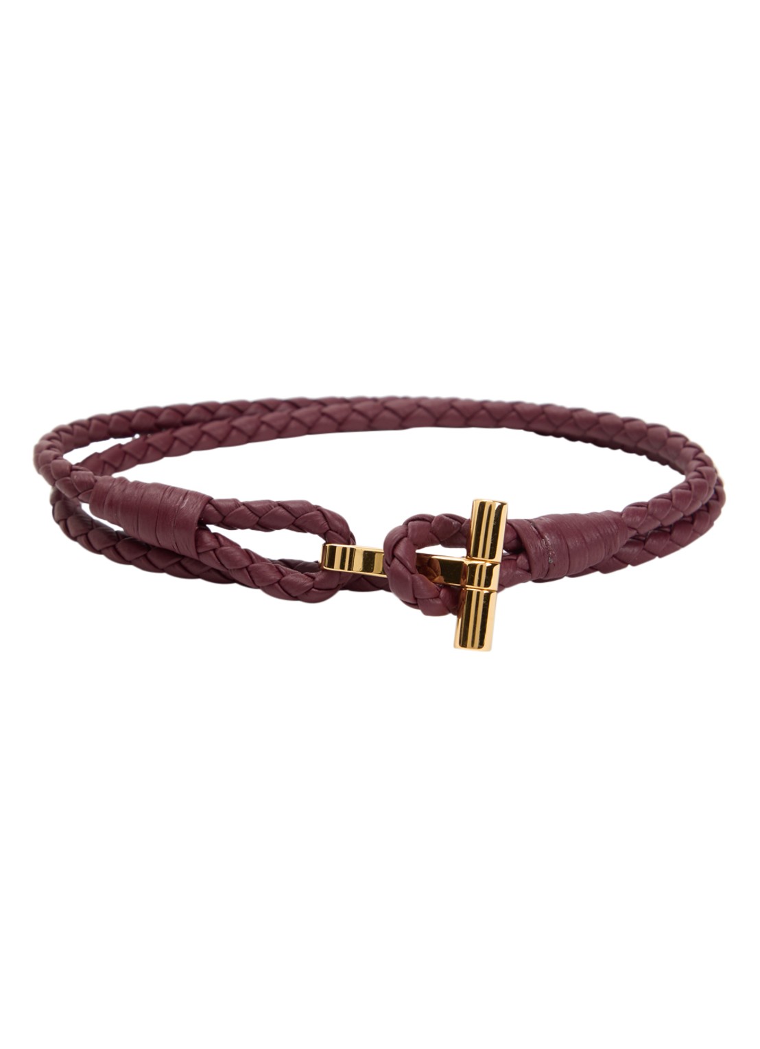 Tom Ford Armband van gevlochten leer - voorkant bruin