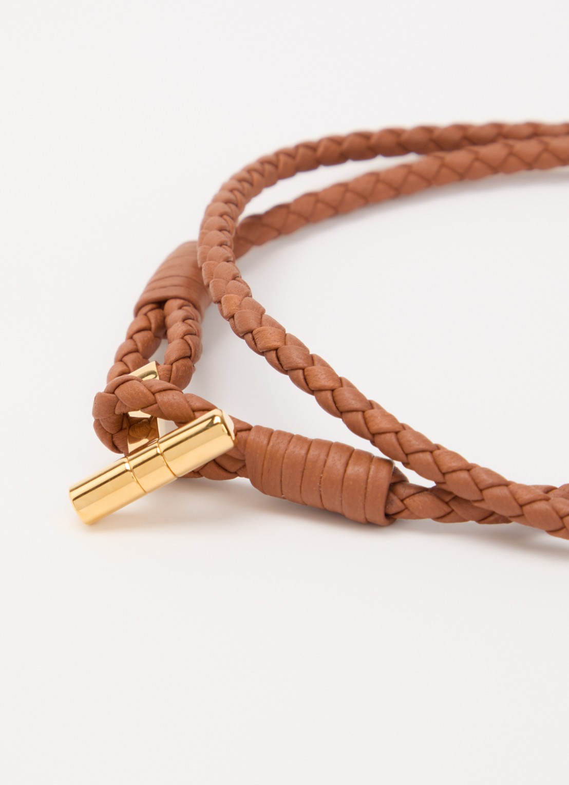 TOM FORD Armband van gevlochten leer - detail 2 cognac