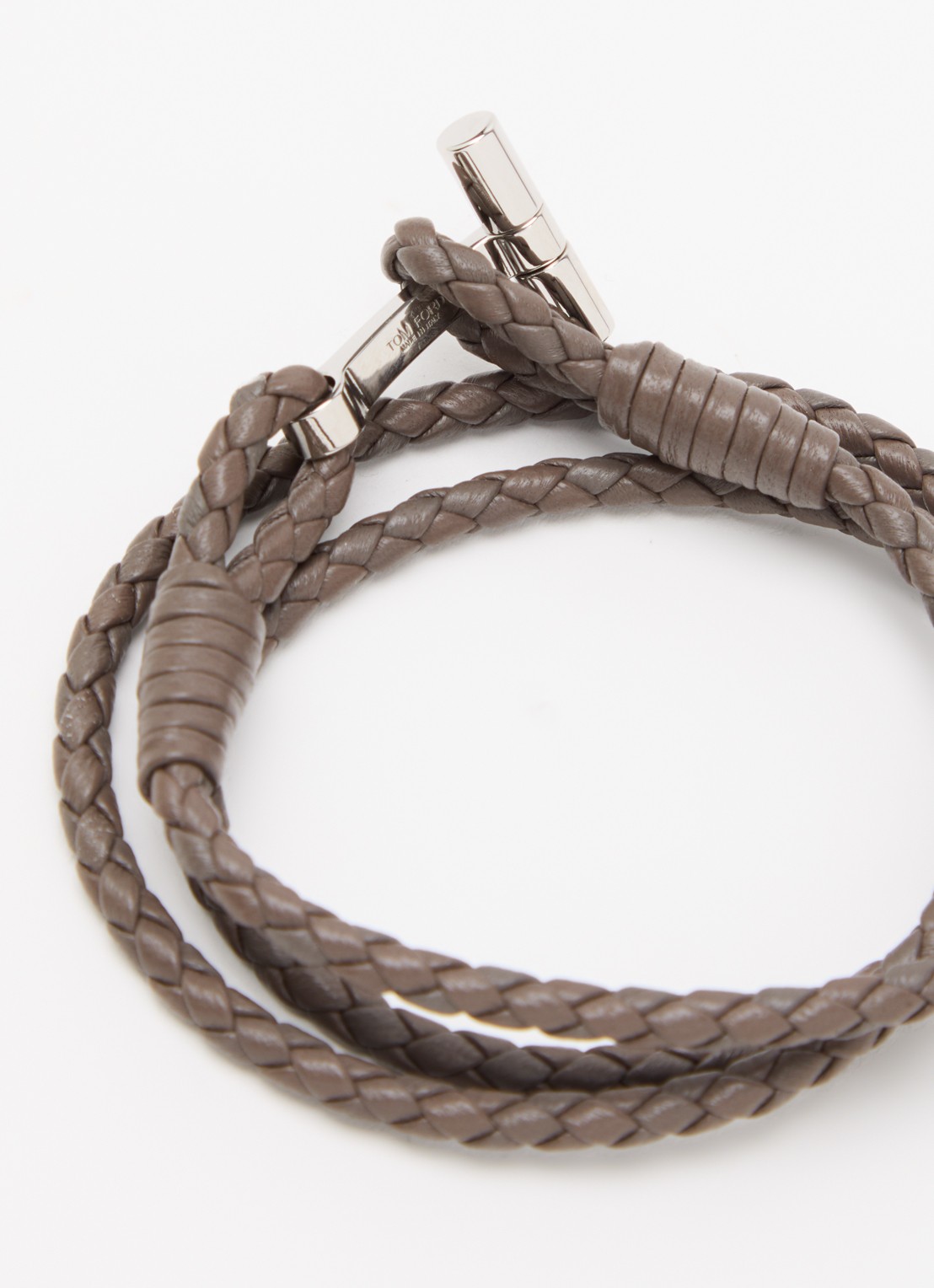 TOM FORD Armband van gevlochten leer - detail 2 grijs