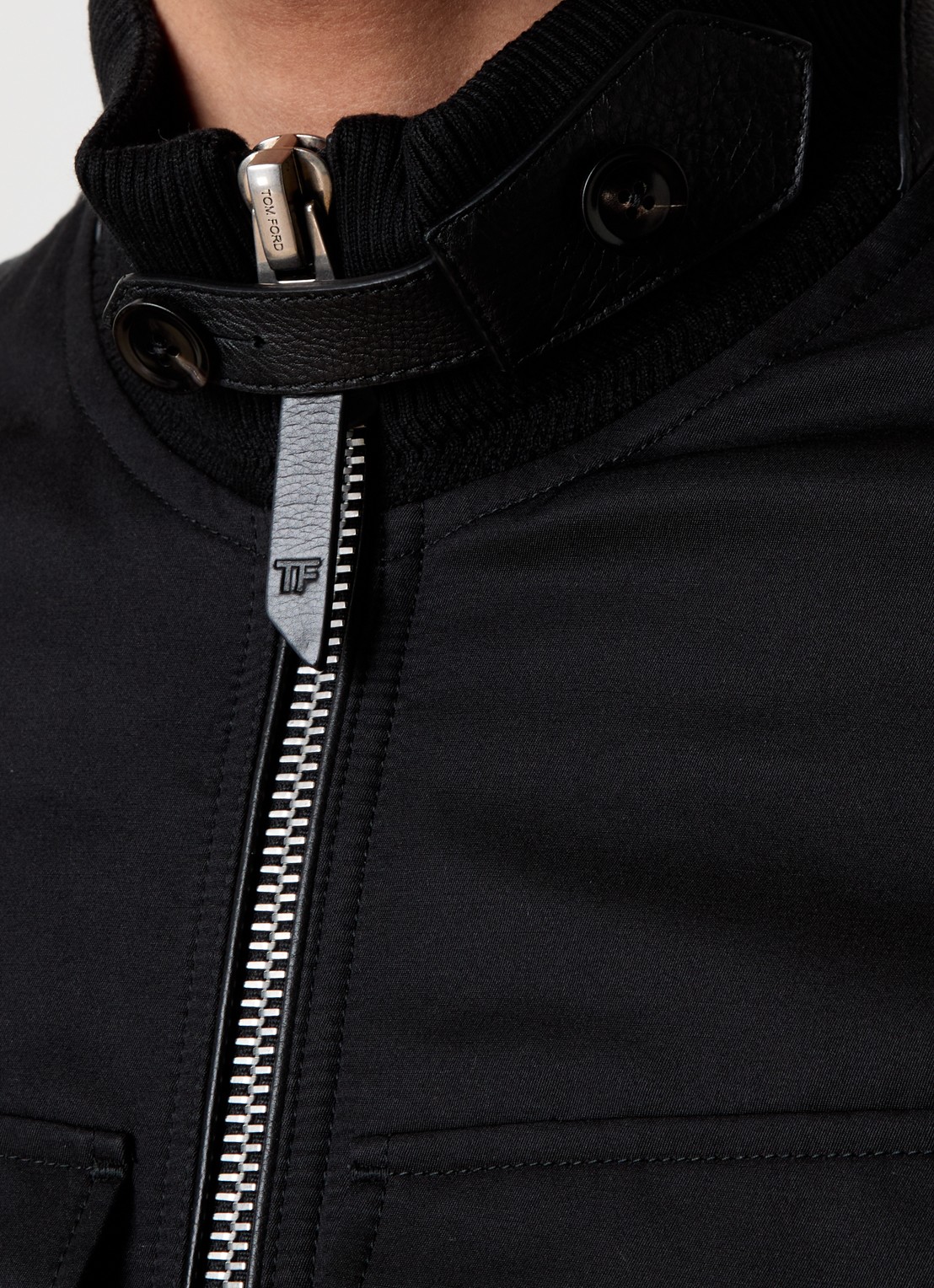 Tom Ford Bomberjack in zijdeblend met borstzakken - detail 6 zwart