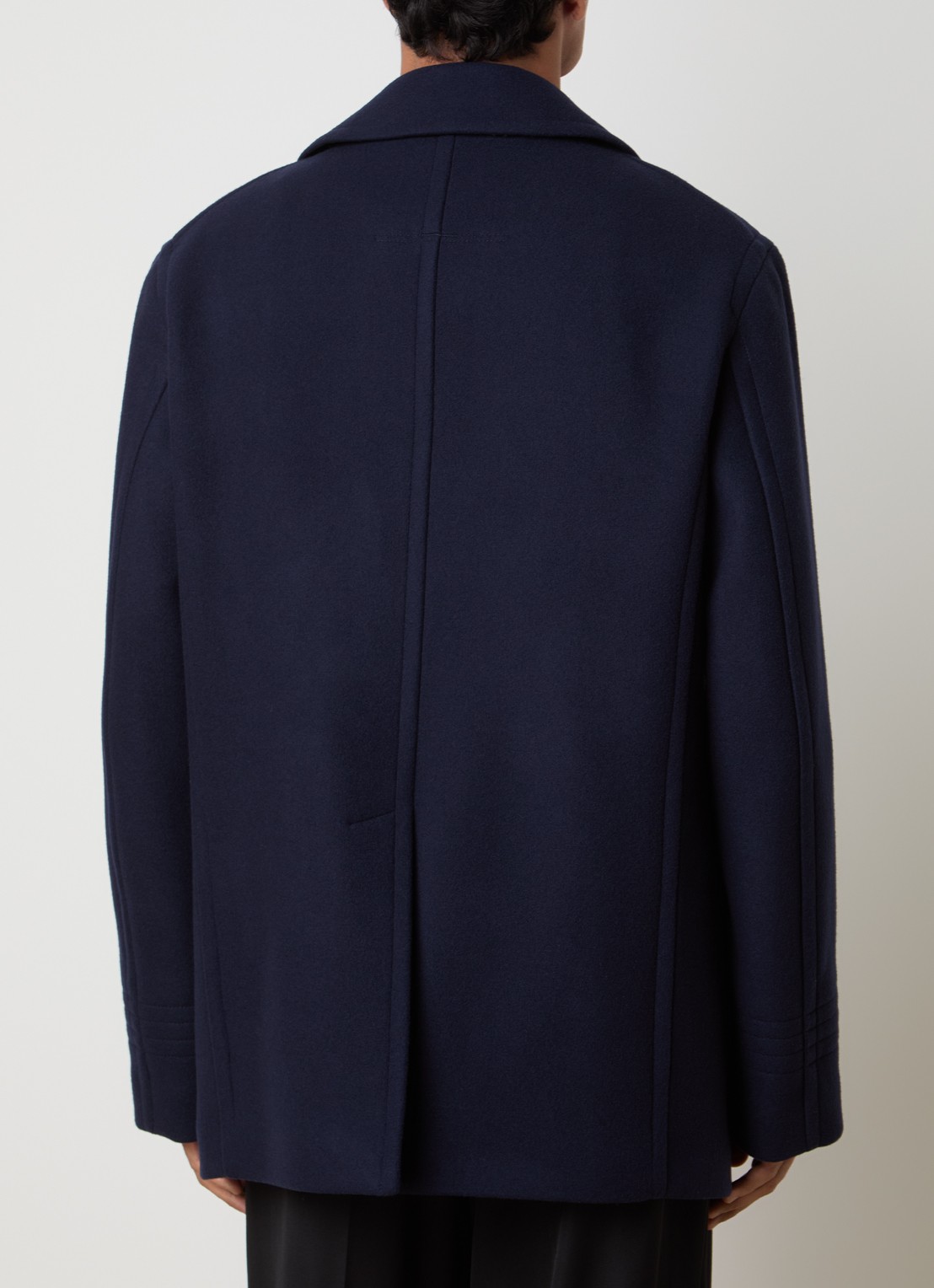 TOM FORD Double-breasted mantel van wol met steekzakken - achterkant donkerblauw