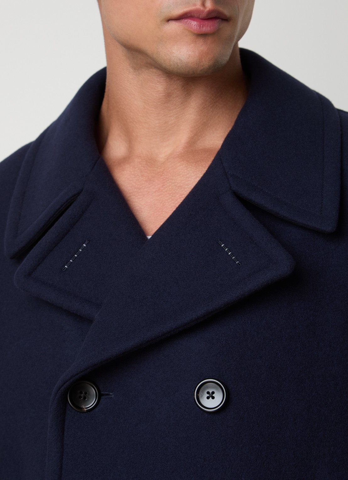 TOM FORD Double-breasted mantel van wol met steekzakken - detail 5 donkerblauw