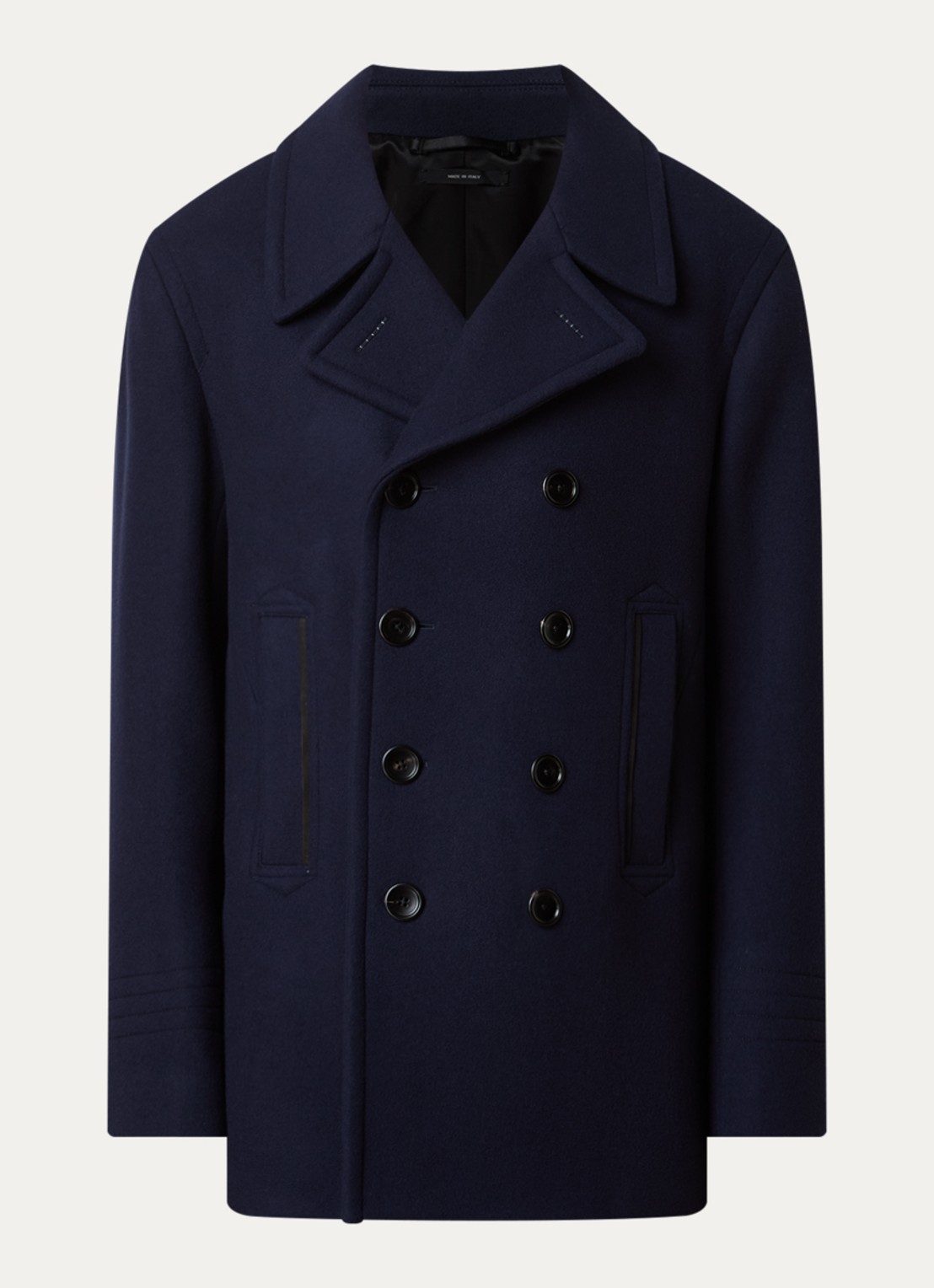 TOM FORD Double-breasted mantel van wol met steekzakken - voorkant 2 donkerblauw