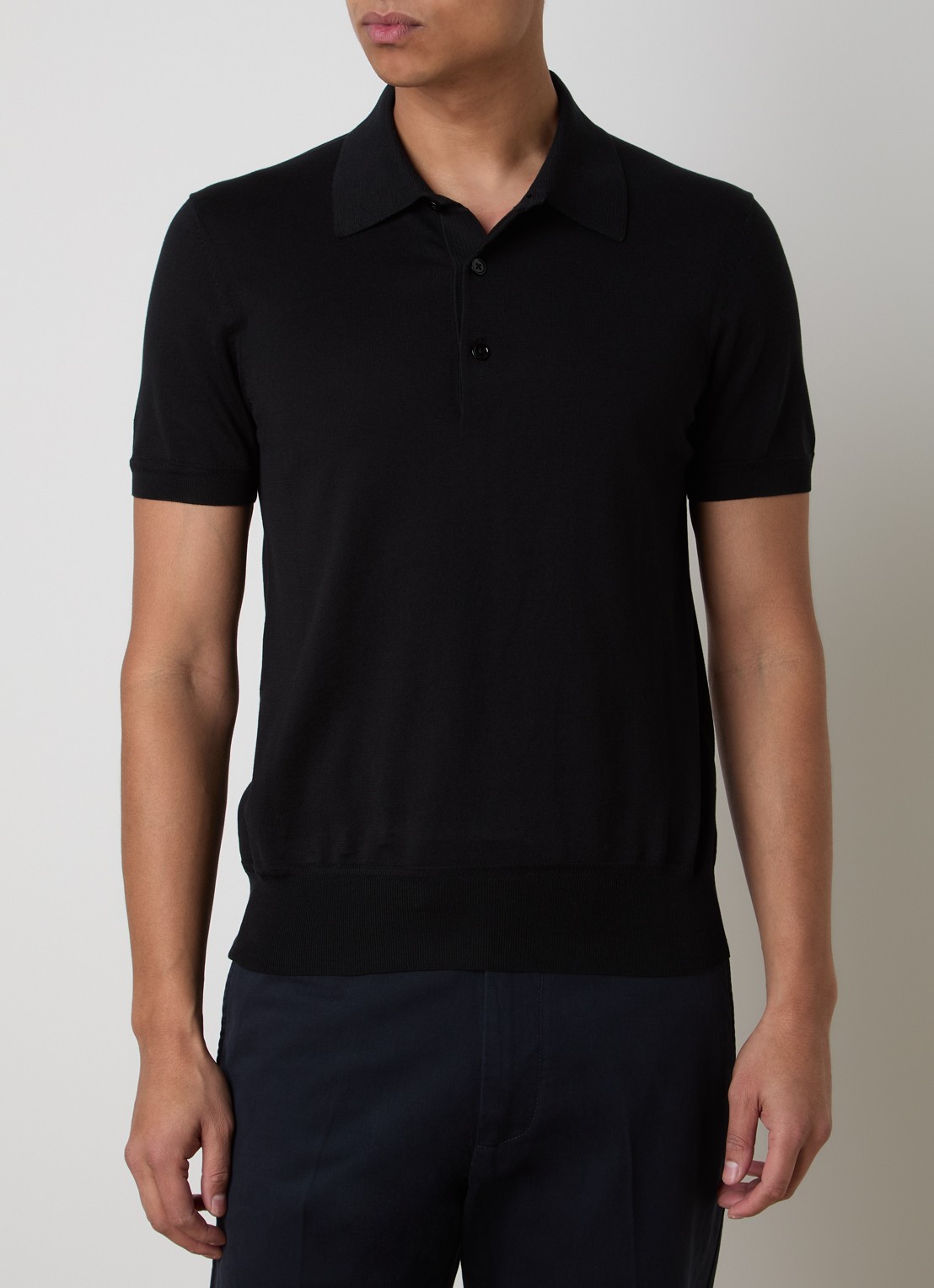 TOM FORD Fijngebreide regular fit polo - detail 4 zwart