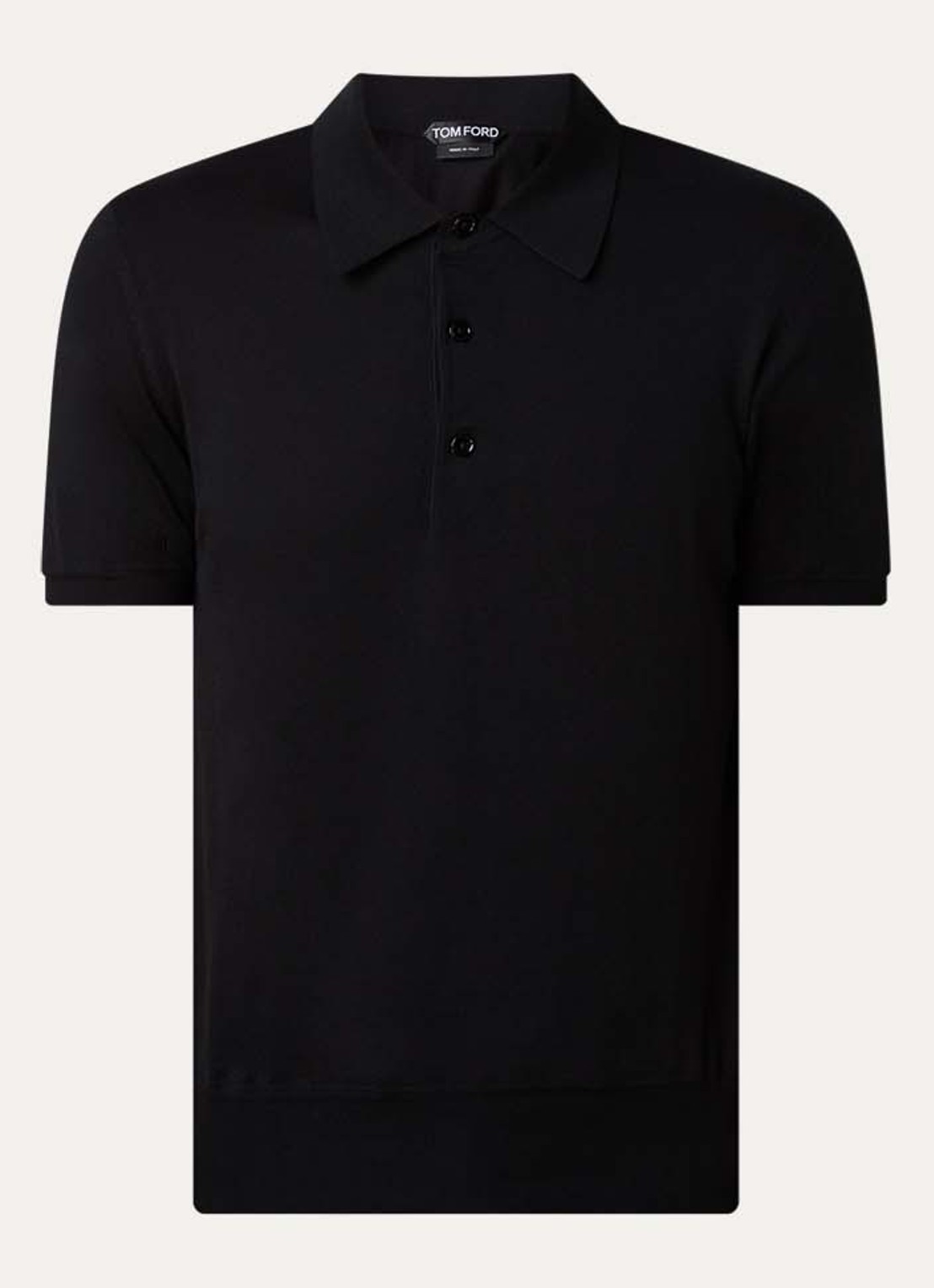 TOM FORD Fijngebreide regular fit polo - voorkant 2 zwart