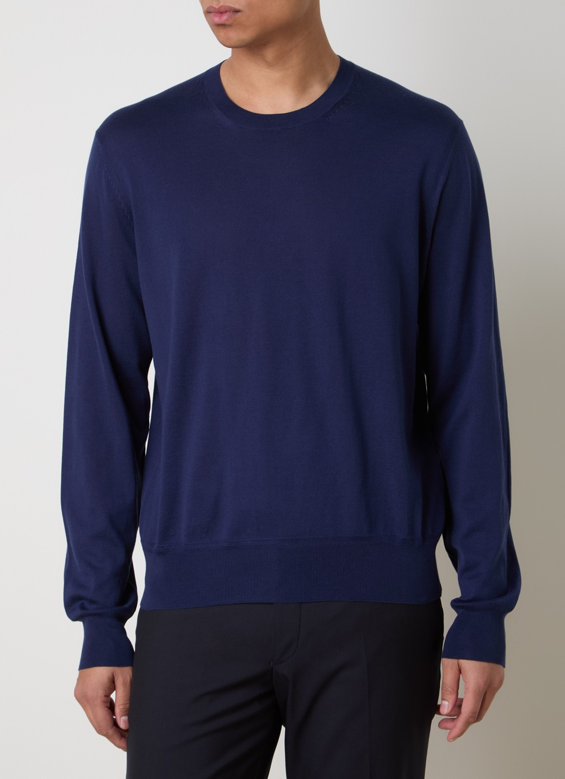 TOM FORD Fijngebreide trui met ronde hals - detail 4 donkerblauw