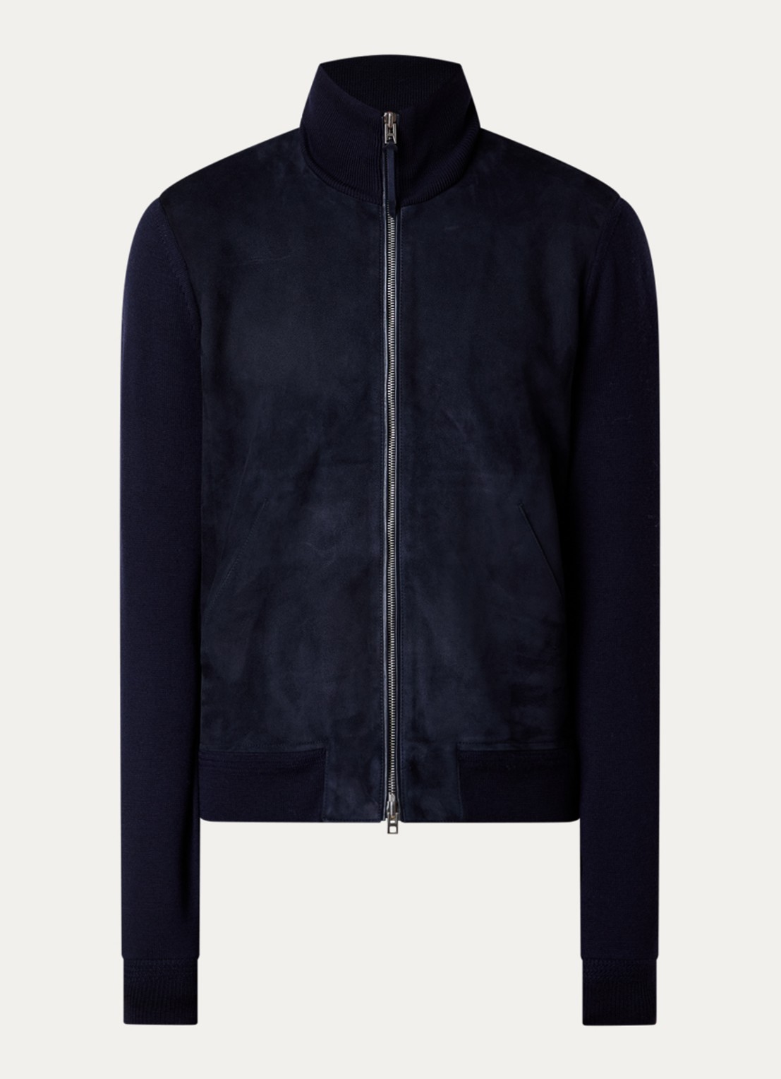 TOM FORD Jack van lamsleer met steekzakken - voorkant 3 donkerblauw
