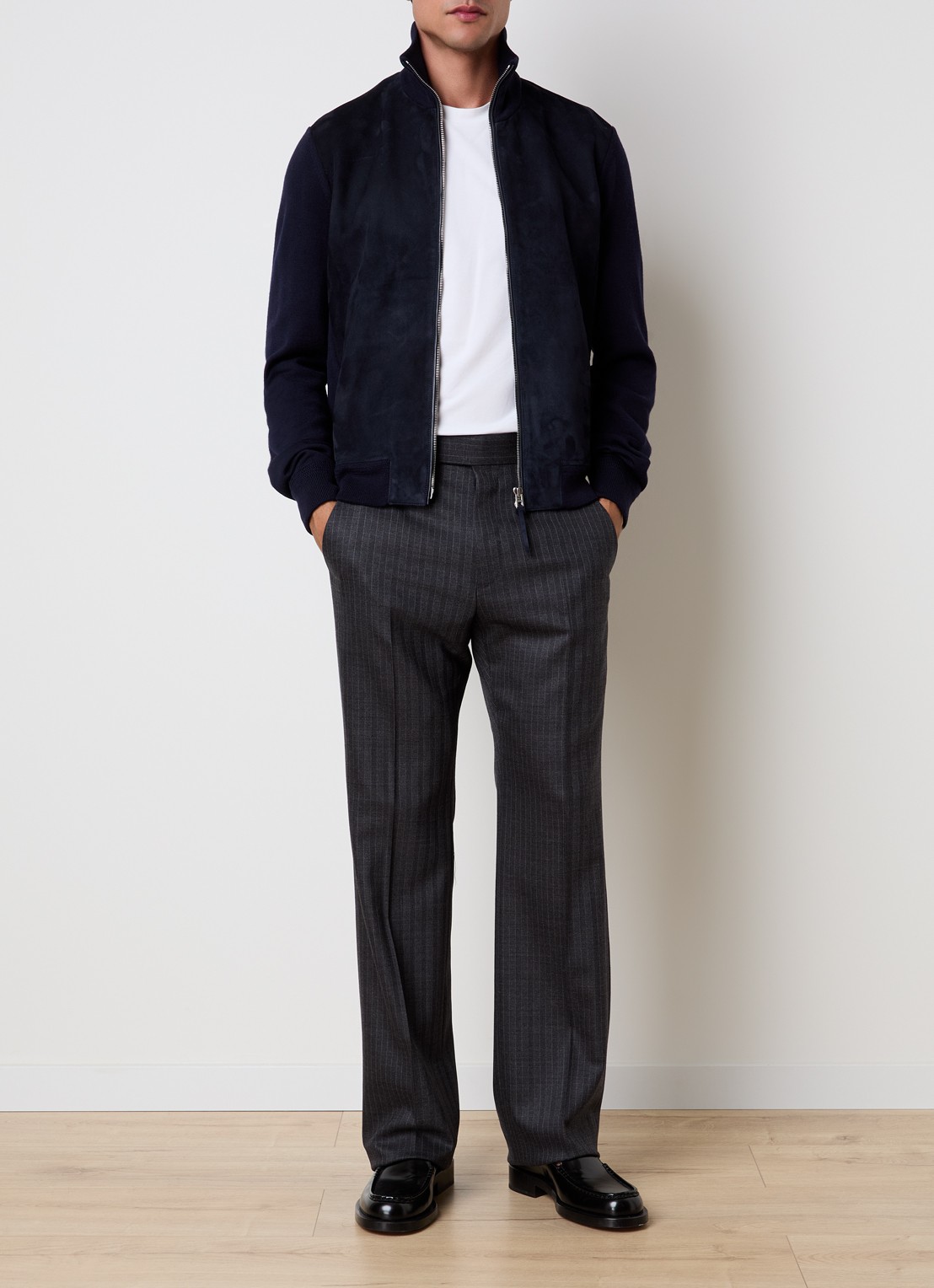 TOM FORD Jack van lamsleer met steekzakken - voorkant 4 donkerblauw