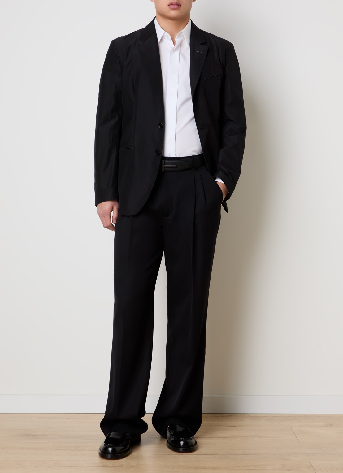 Tom Ford Parachute regular fit colbert met paspelzakken - voorkant 2 zwart