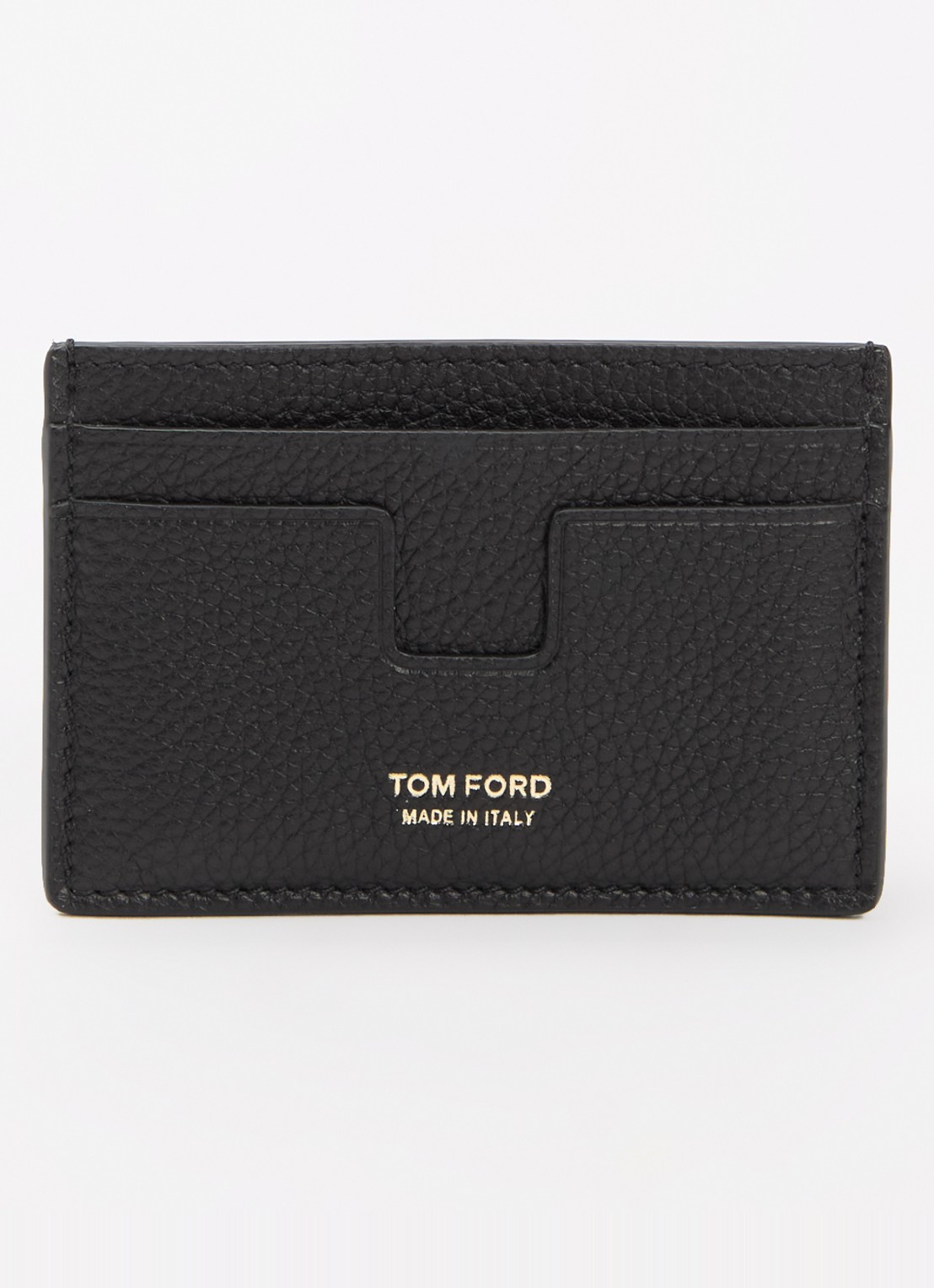TOM FORD Pasjeshouder van kalfsleer met logo - voorkant zwart