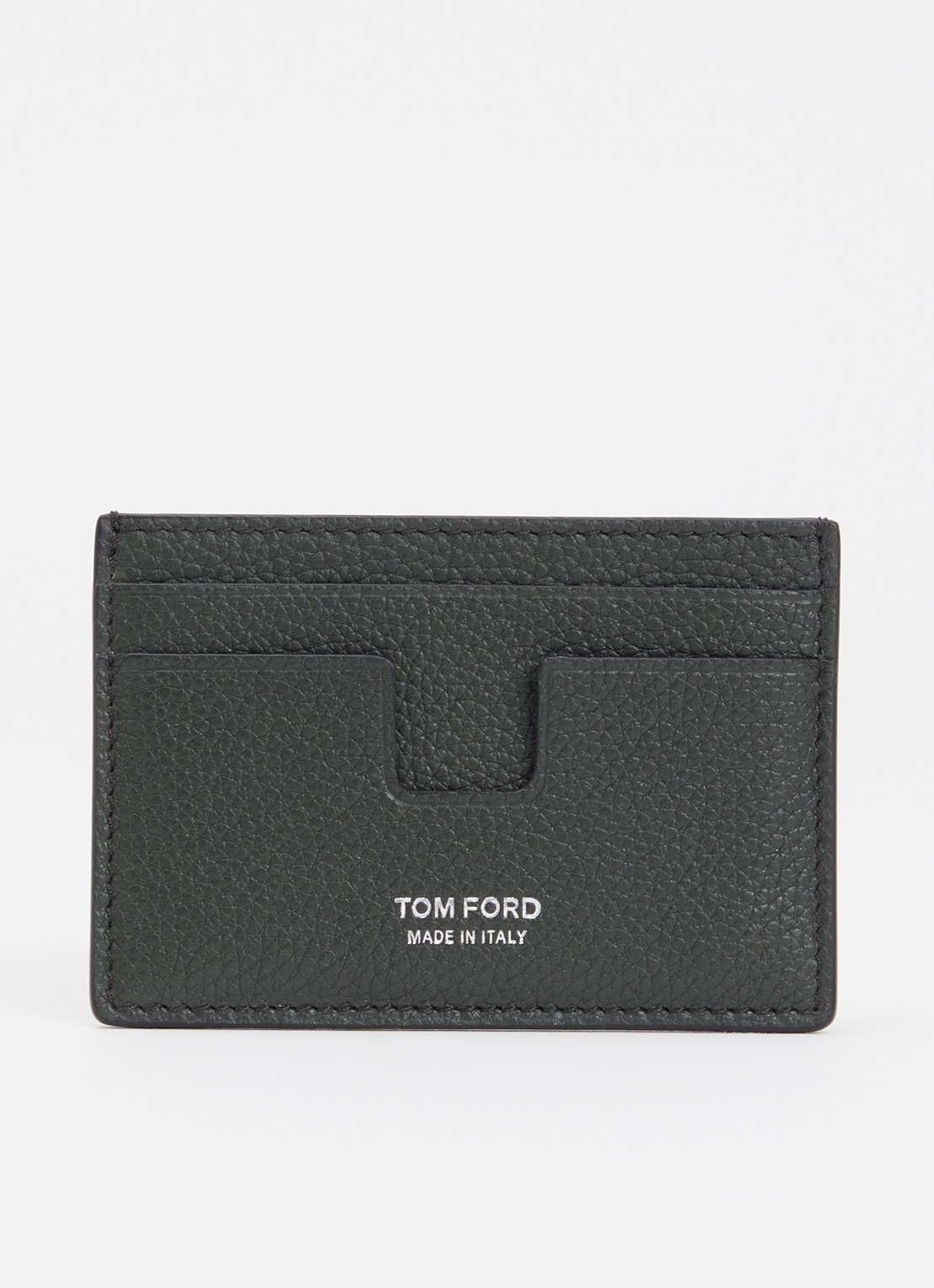 TOM FORD Pasjeshouder van kalfsleer met logo - voorkant groen