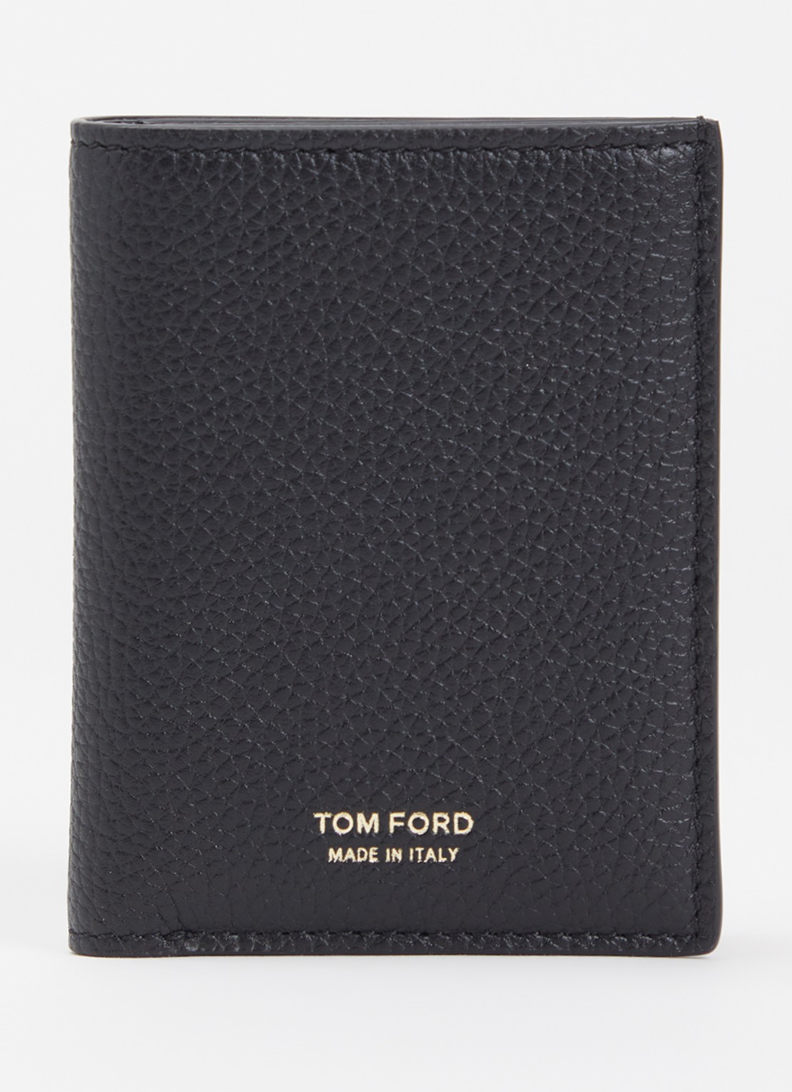 TOM FORD Portemonnee van kalfsleer met logo - voorkant zwart