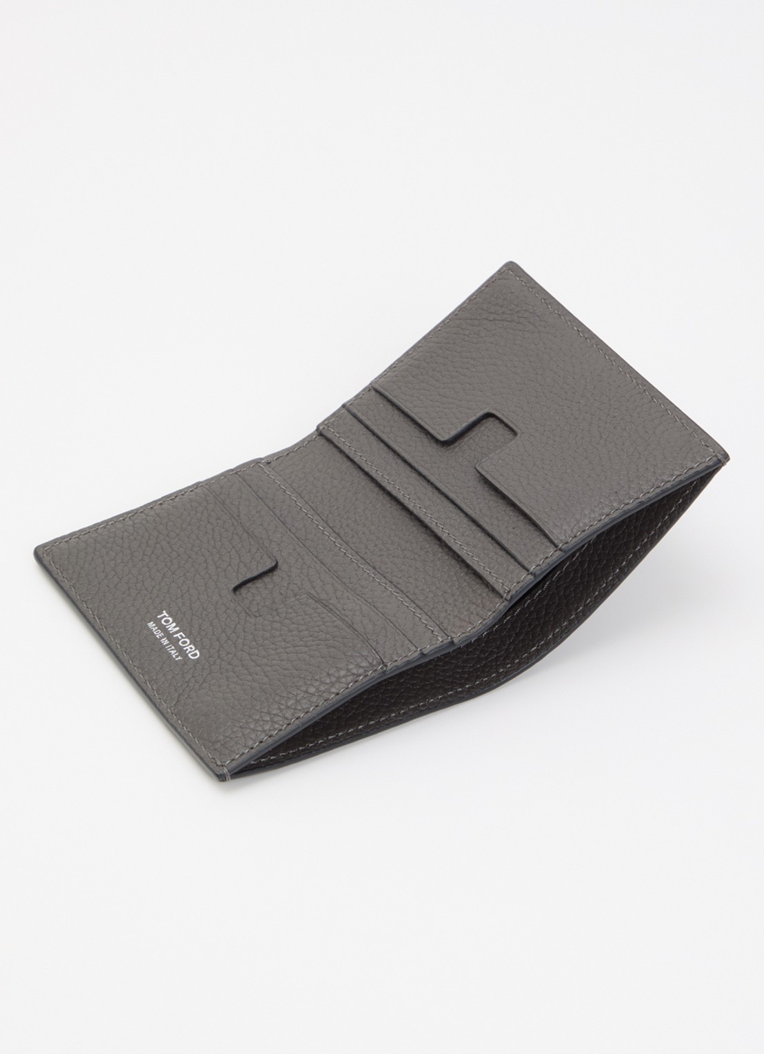 TOM FORD Portemonnee van kalfsleer met logo - detail grijs