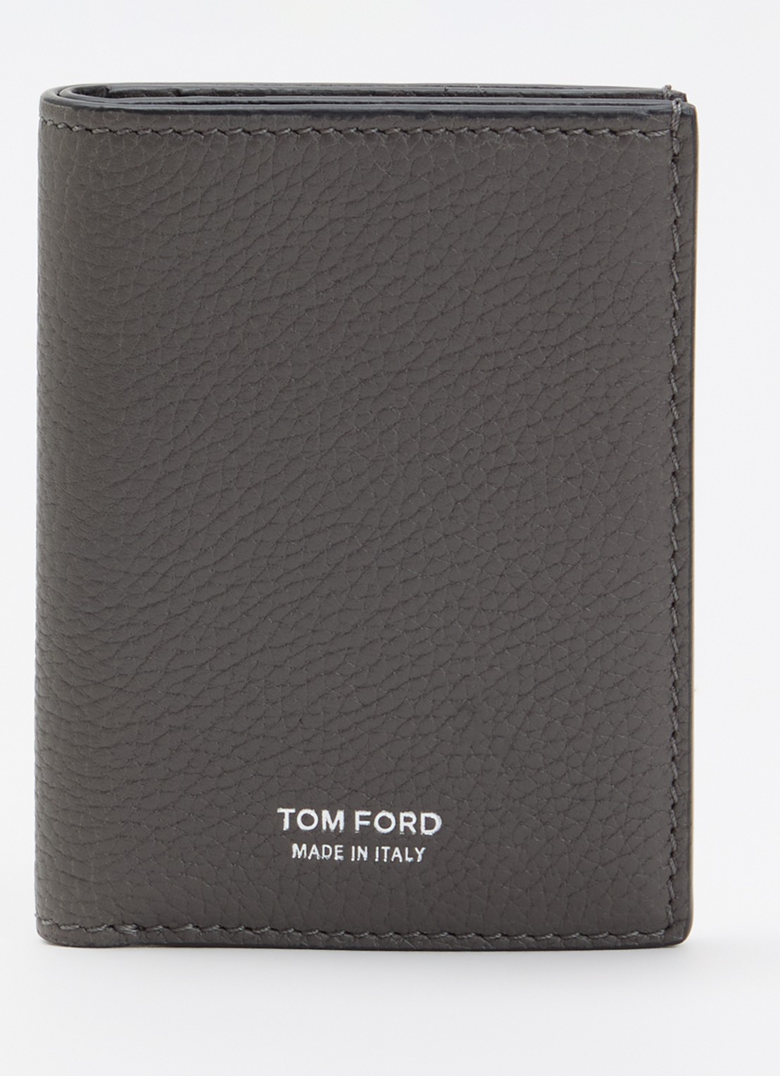 TOM FORD Portemonnee van kalfsleer met logo - voorkant 2 grijs
