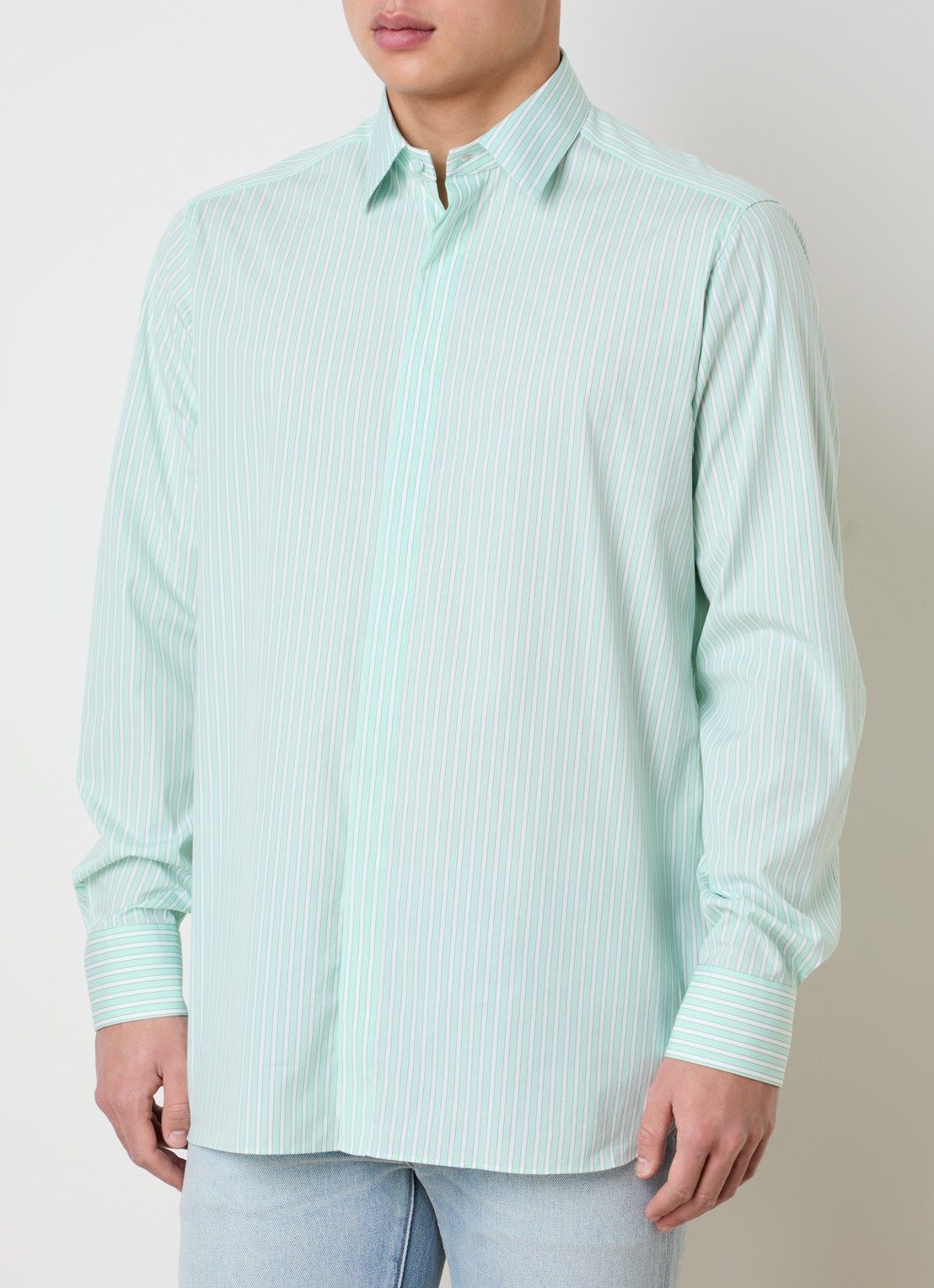 Tom Ford Regular fit overhemd met streepprint - detail 4 lichtgroen