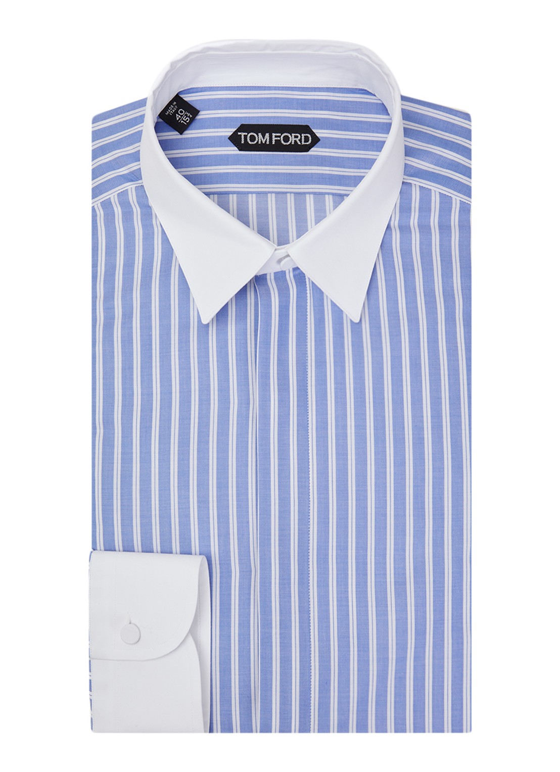 Tom Ford Regular fit overhemd met streepprint - voorkant 2 lichtblauw