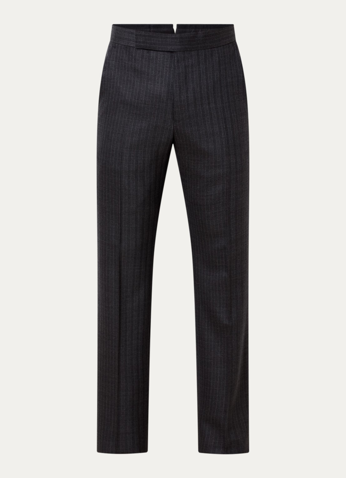 TOM FORD Straight fit pantalon van wol met streepprint en steekzakken - voorkant 5 donkergrijs