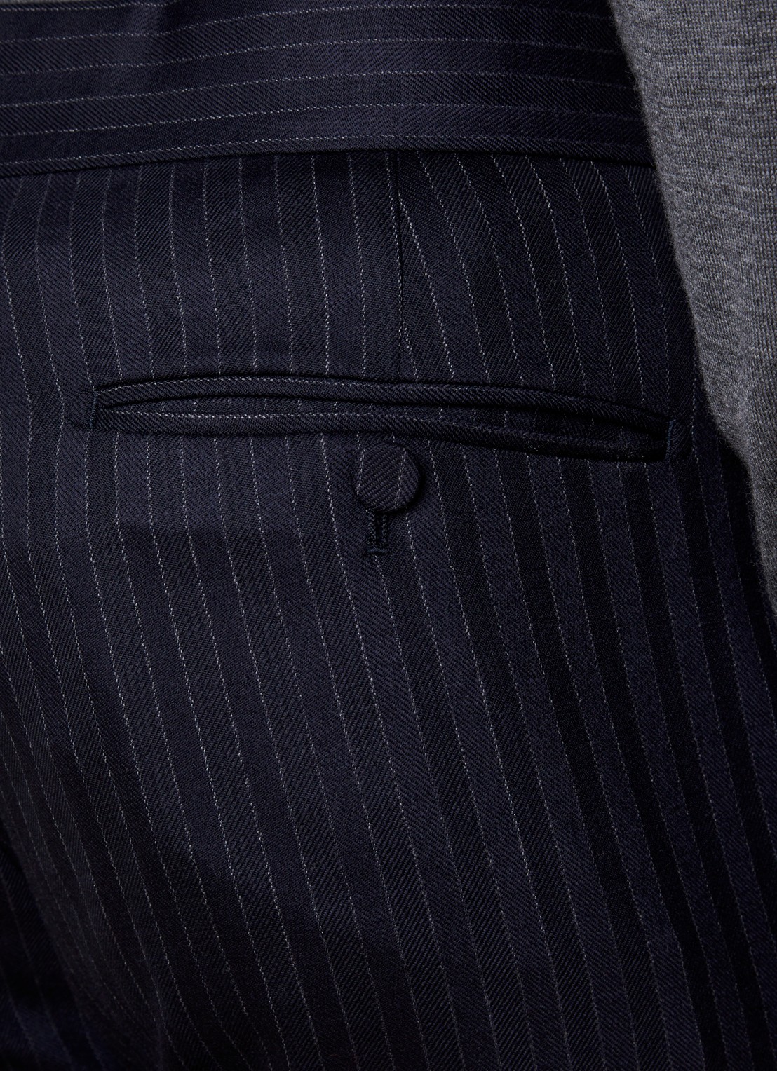 TOM FORD Straight fit pantalon van wol met streepprint en steekzakken - detail 6 donkerblauw
