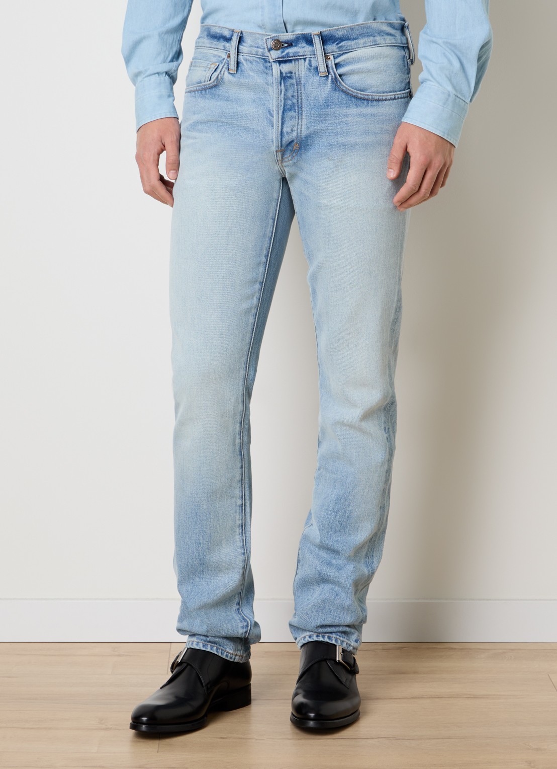 TOM FORD Straight leg jeans met lichte wassing - detail 4 indigo