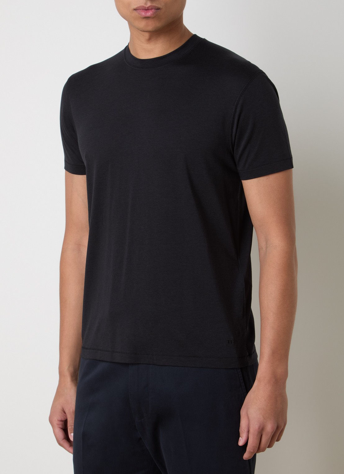 TOM FORD T-shirt met logoborduring - detail zwart