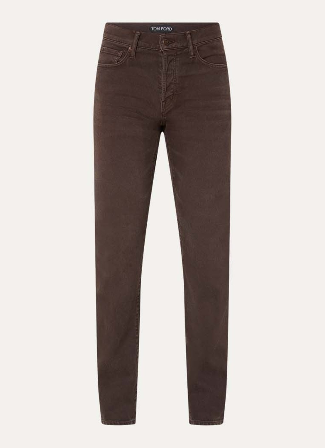 TOM FORD Western slim fit jeans met ribstructuur en steekzakken - voorkant 5 donkerbruin