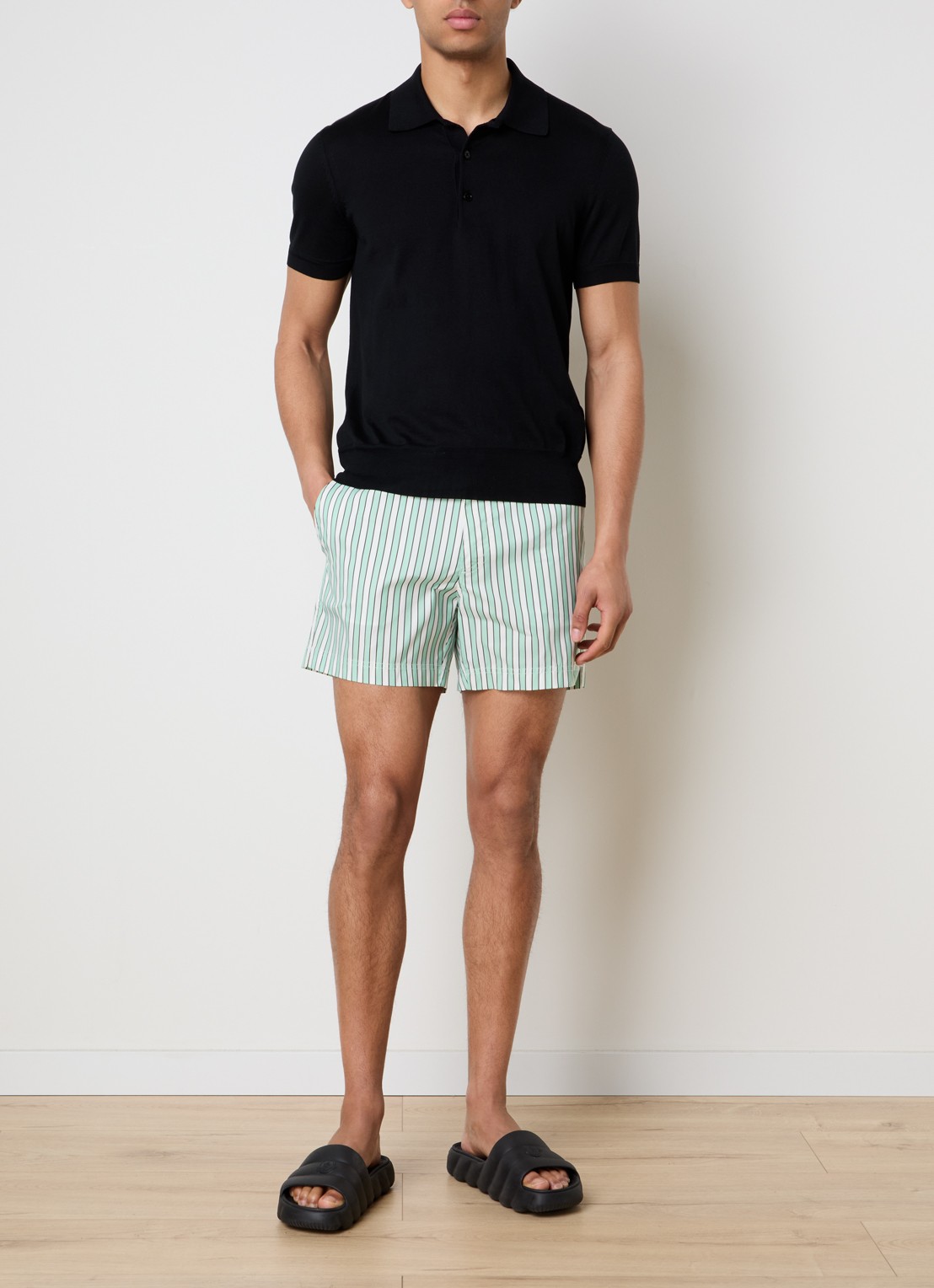 Tom Ford Zwemshorts met streepprint en steekzakken - voorkant 3 lindegroen