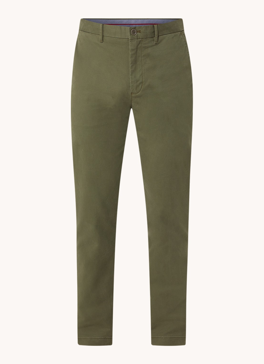 Tommy Hilfiger 1985 Denton straight fit chino met steekzakken - voorkant 4 legergroen