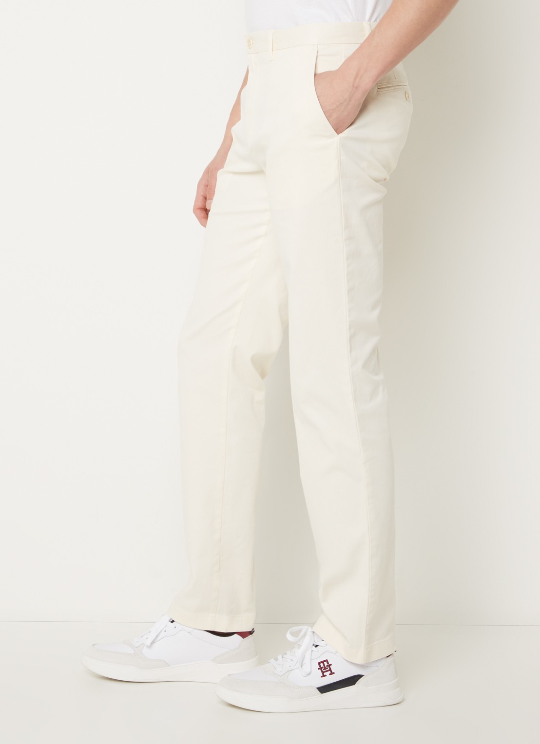Tommy Hilfiger 1985 Denton straight fit chino met steekzakken - detail 5 creme