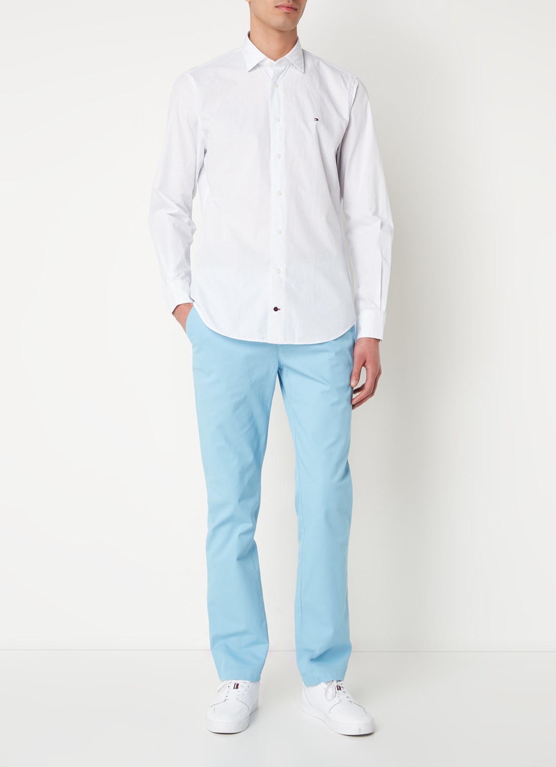Tommy Hilfiger 1985 Denton straight fit chino met steekzakken - voorkant 5 lichtblauw
