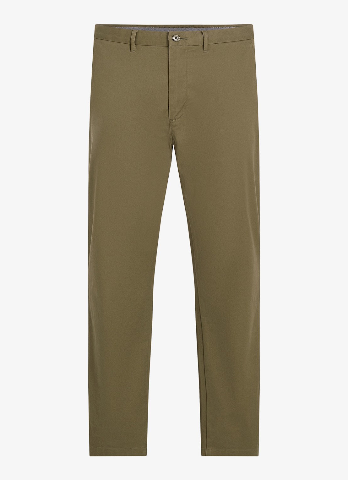 Tommy Hilfiger 1985 Denton straight fit chino met steekzakken - voorkant olijfgroen