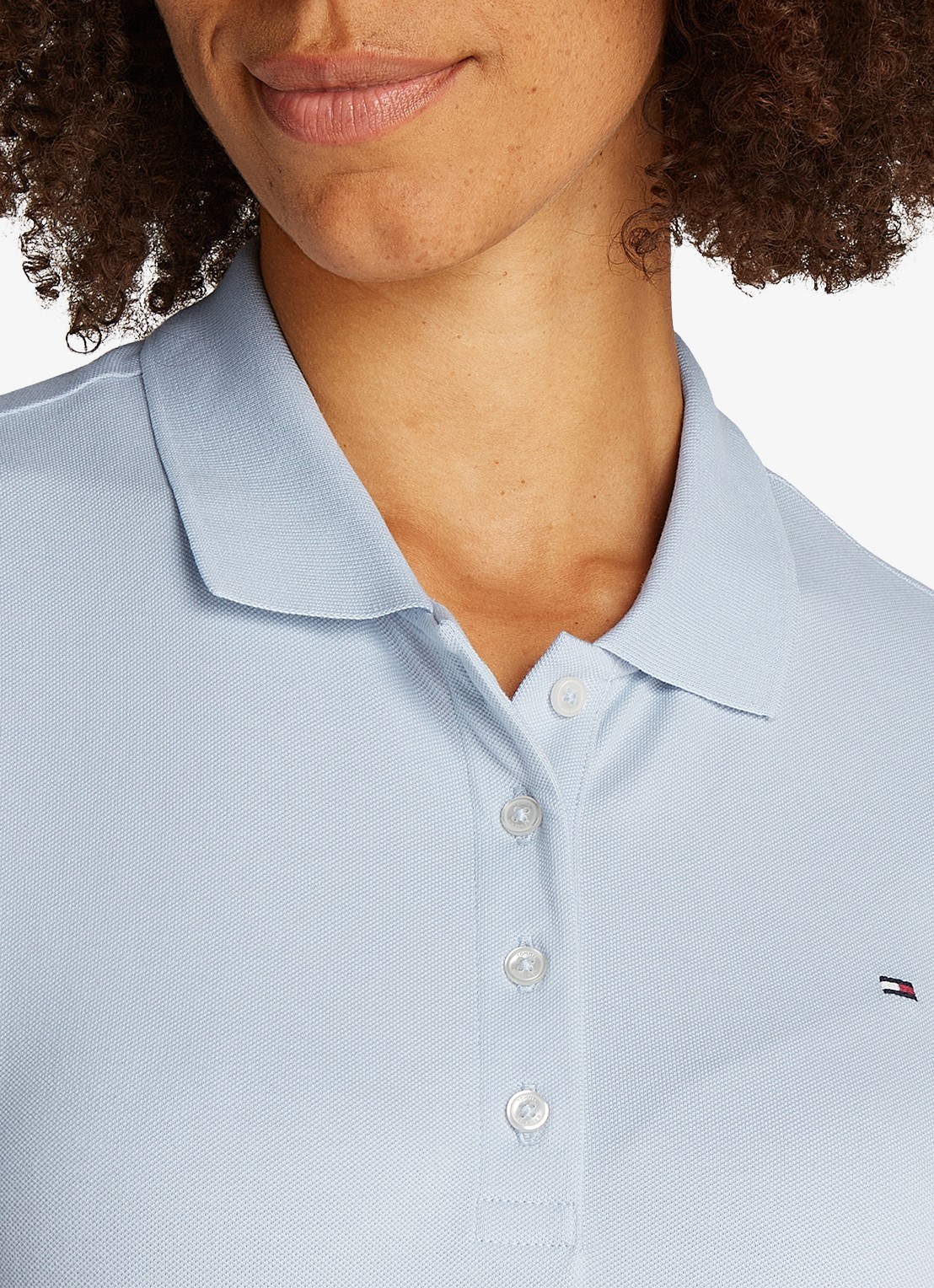 Tommy Hilfiger 1985 regular fit polo van  katoen met logo - detail 3 lichtblauw