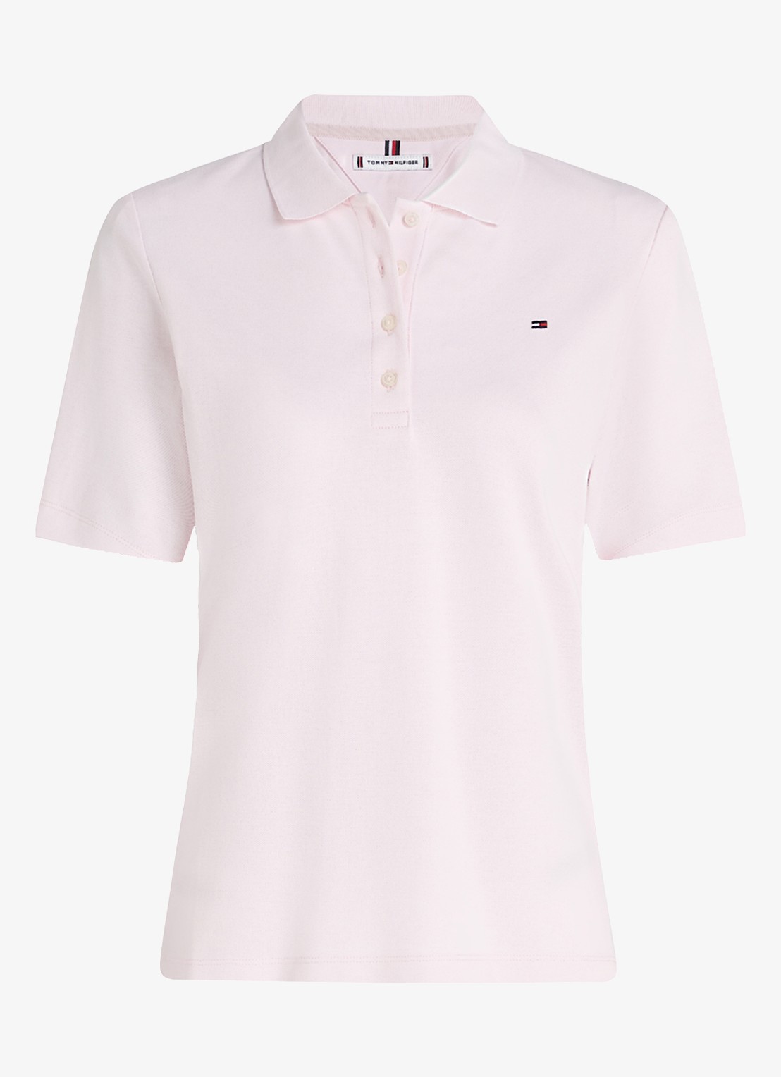 Tommy Hilfiger 1985 regular fit polo van  katoen met logo - voorkant lichtroze