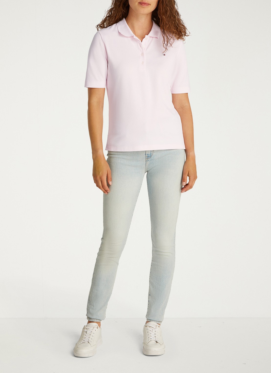 Tommy Hilfiger 1985 regular fit polo van  katoen met logo - voorkant 2 lichtroze