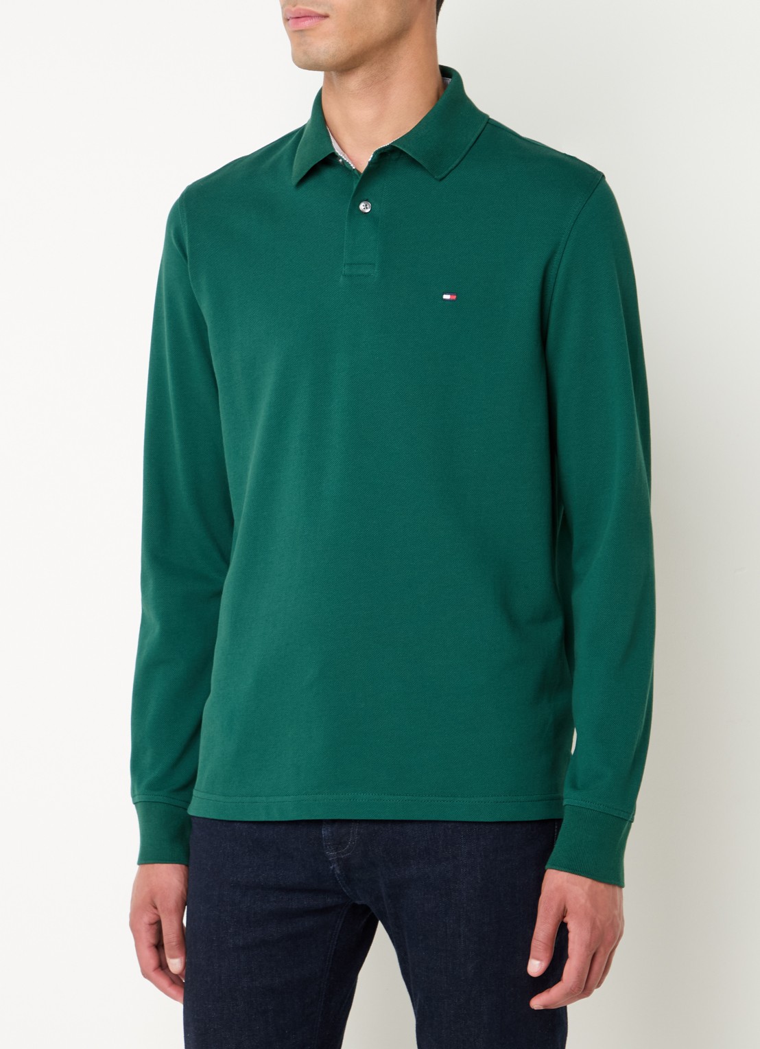 Tommy Hilfiger 1985 regular fit polo van piqué katoen  - detail groen